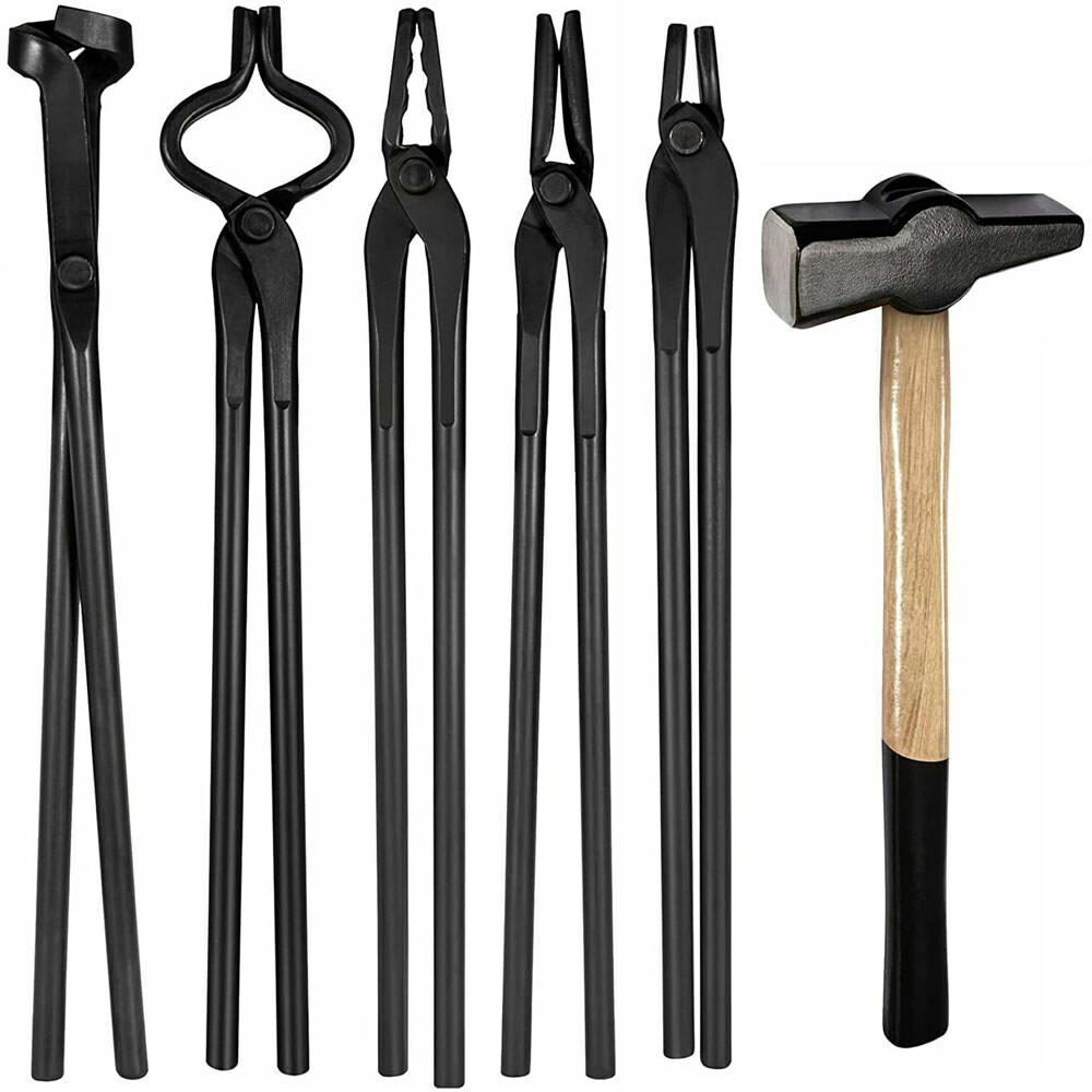 Knife Making Tongs Bladesmith Tong Set & Blacksmith Hammer 1.5 kg Forge Tools