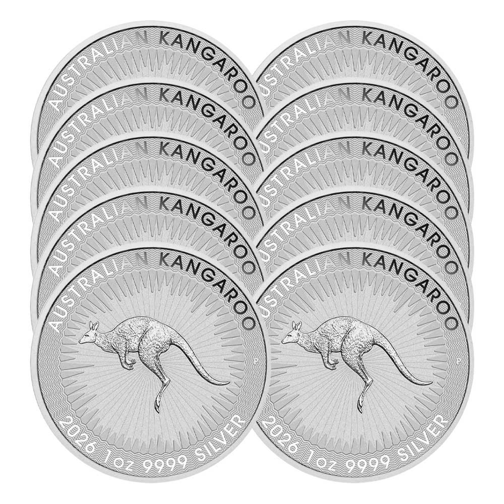 Lot of 10 - 2026 $1 Silver Australian Kangaroo 1 oz BU