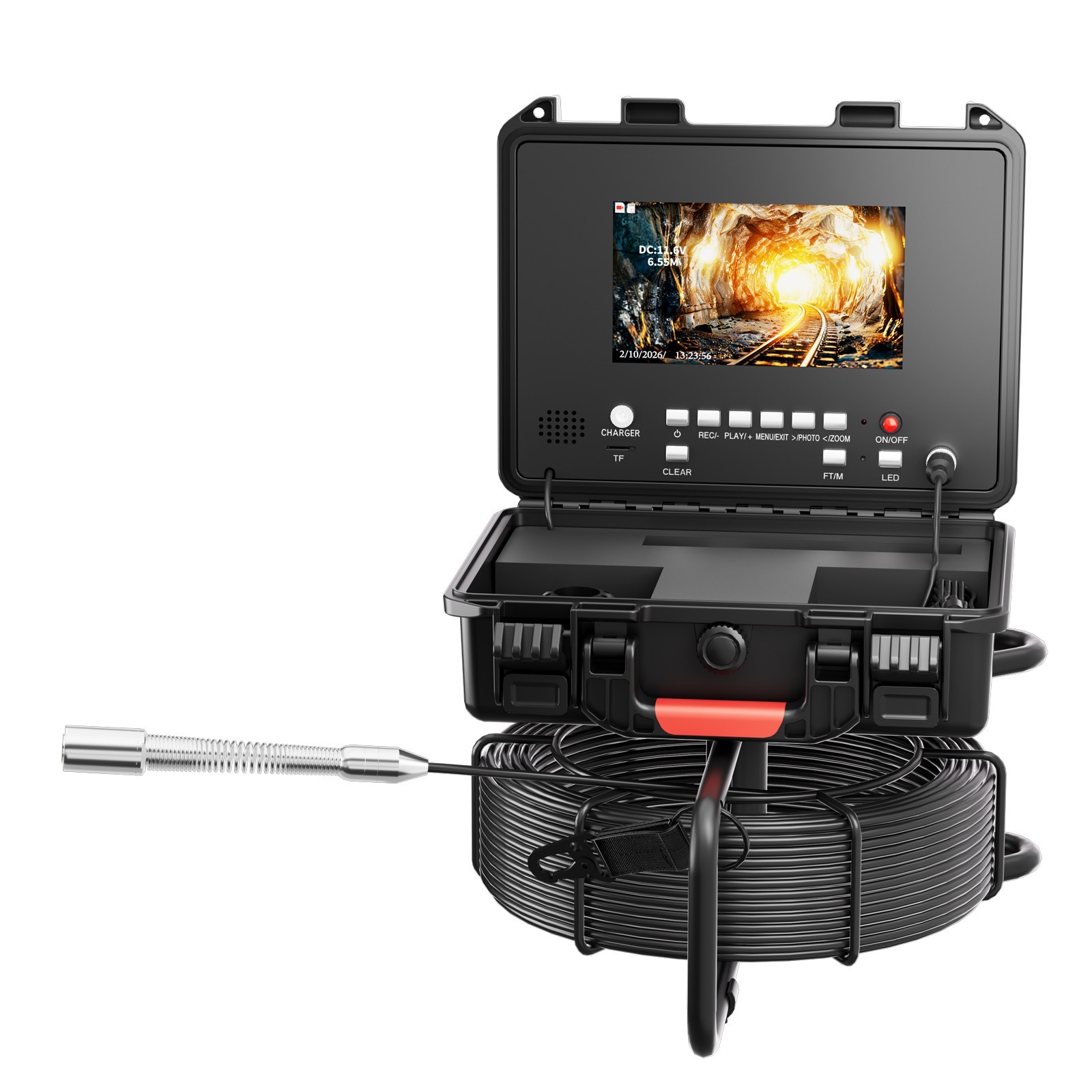 30m Pipe Sewer Inspection Camera w/ Meter Counter Drain Sewer Endoscope 7" DVR