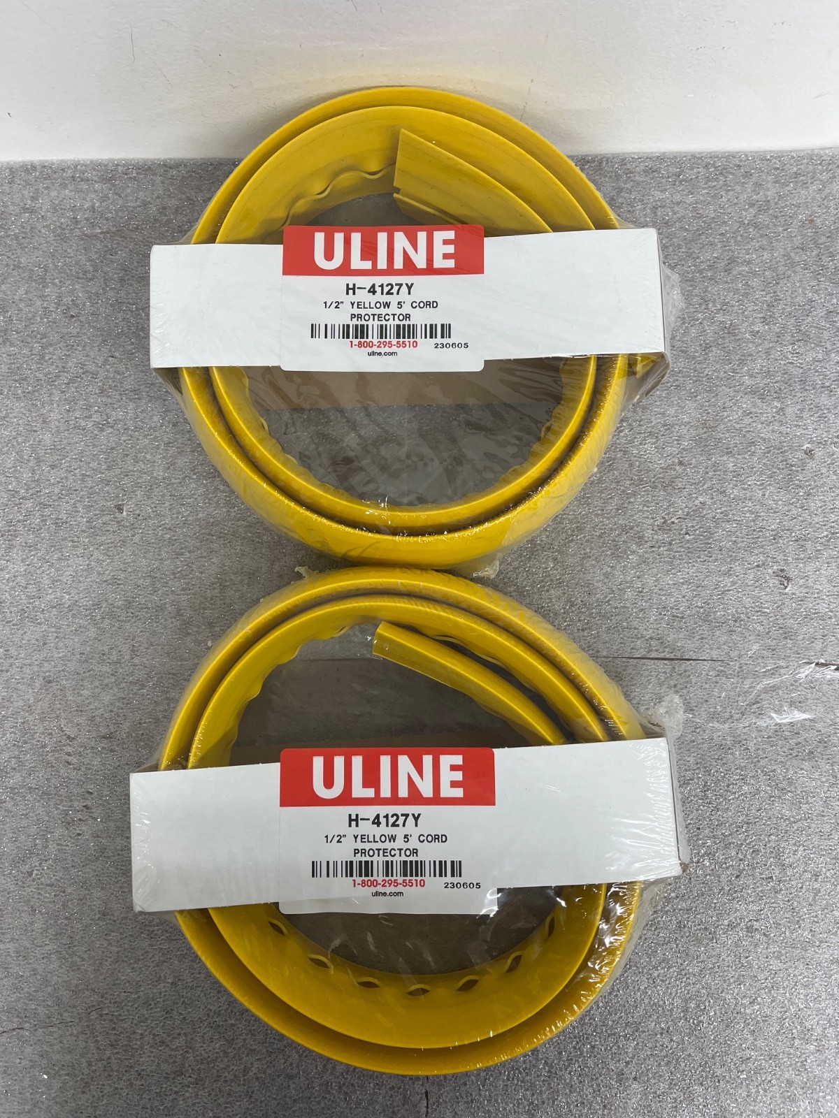 NEW Lot of 2 ULine H-4127Y 1/2'' Cord Protector 5'  Standard Yellow