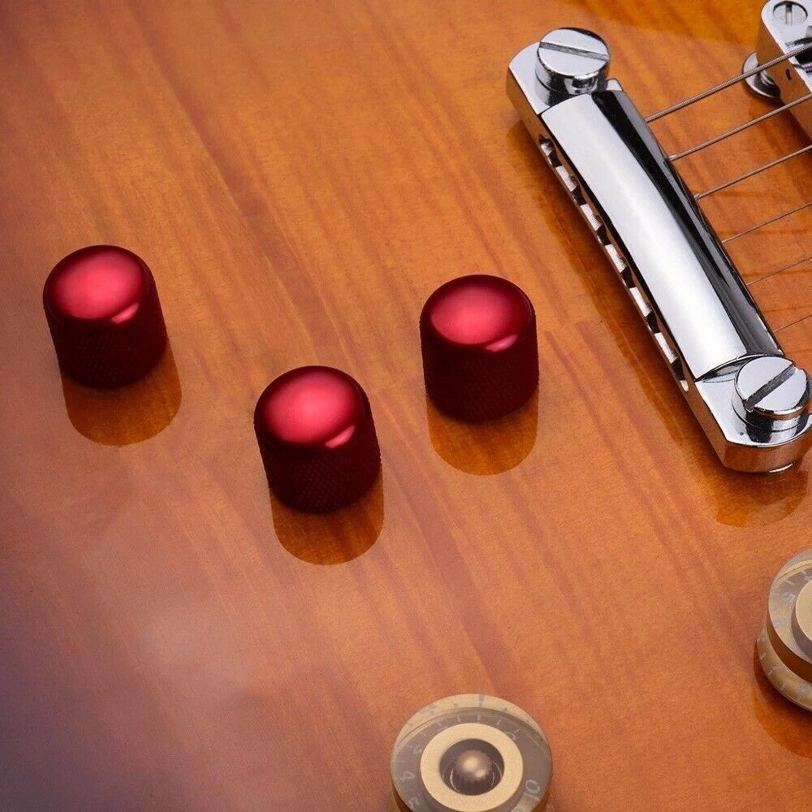 3Pcs Volume Tone Control Knobs Metal Dome Button Caps For Electric Guitar/Bass a