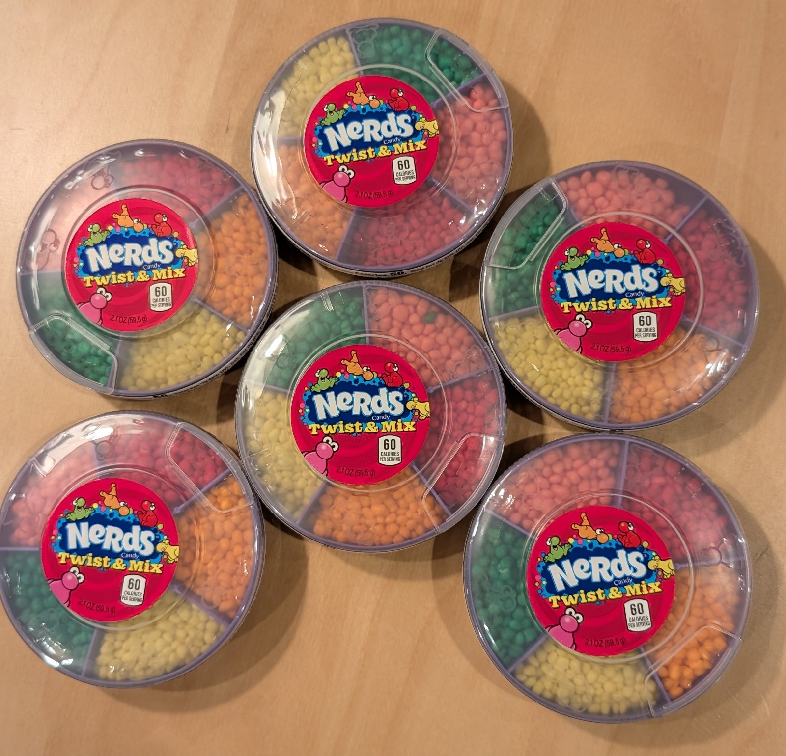 Lot of 6 Nerds Twist & Mix Candy Assorted Fruit Flavors 2.1 Ounce Container