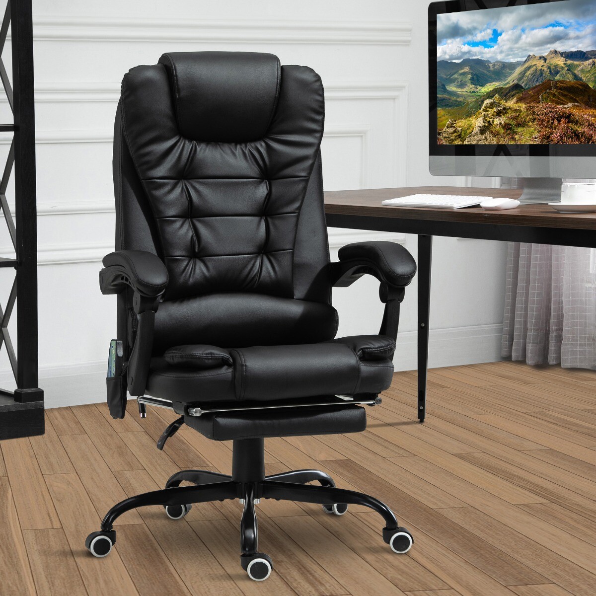 7-Point Vibrating Office Massage Desk Chair Comfortable Executive Recliner Black