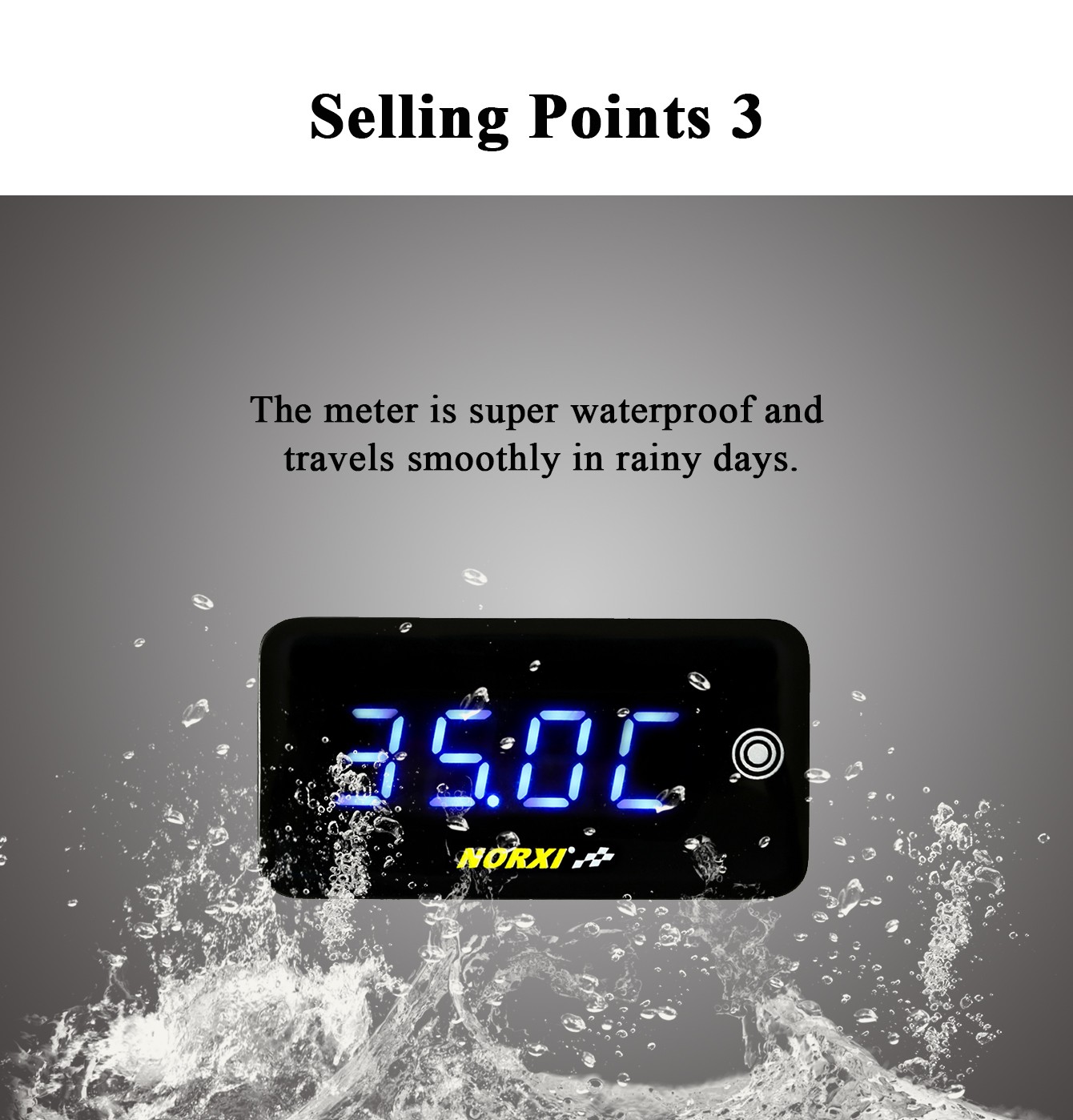 Motorcycle car etc.temperature Thermomete Voltage Time LED Display 3 in 1 Meter