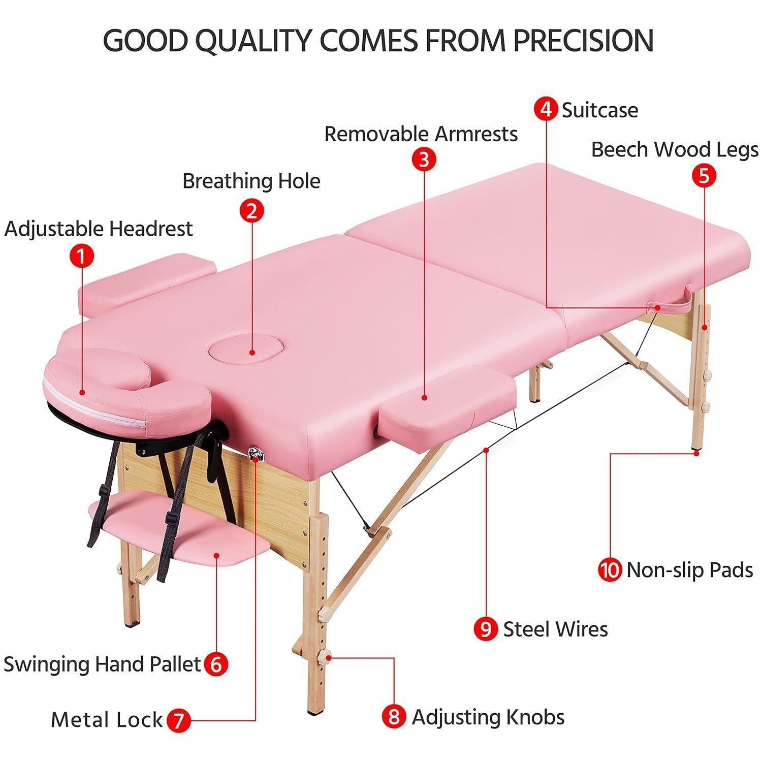 Massage Table Portable Lash Beds Spa Bed Massage Couch Foldable Adjustable 28 in