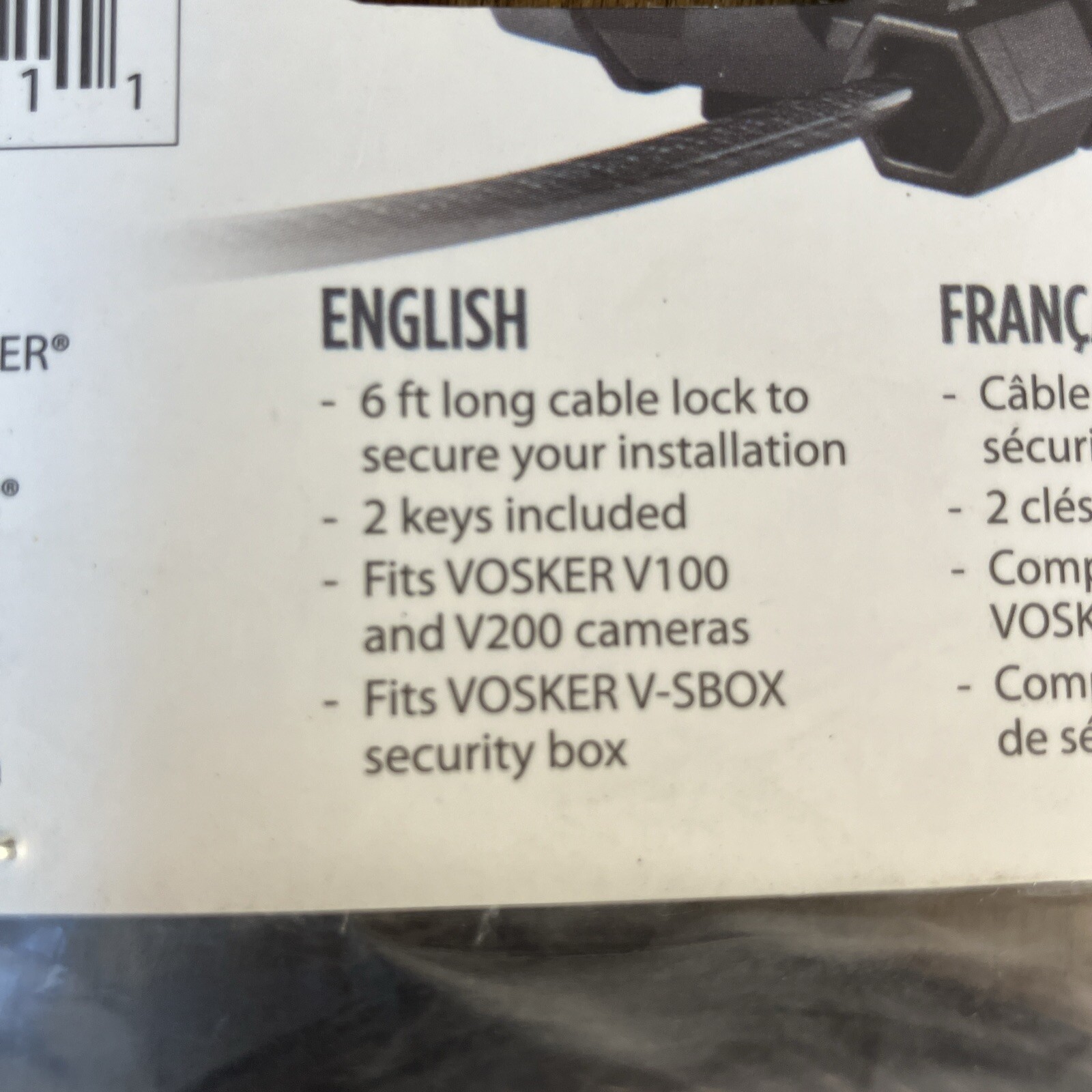 VOSKER V-CB-LOCK 6ft cable lock for Mobile Security Cameras or security box