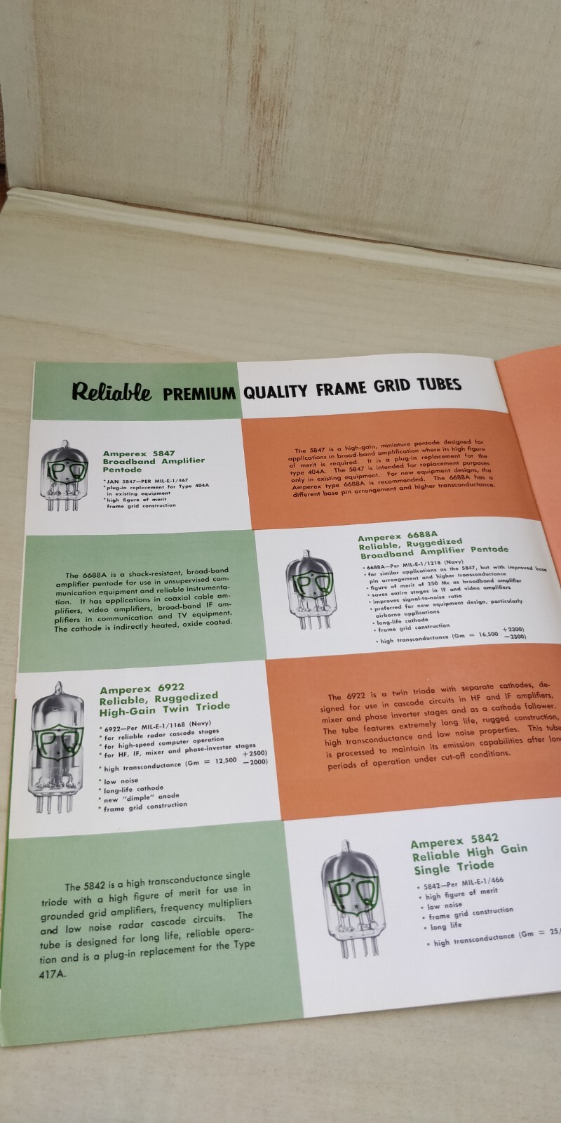 1959 ~ Catalog / Sales Brochure ~ Amperex ~ Frame Grid Tubes
