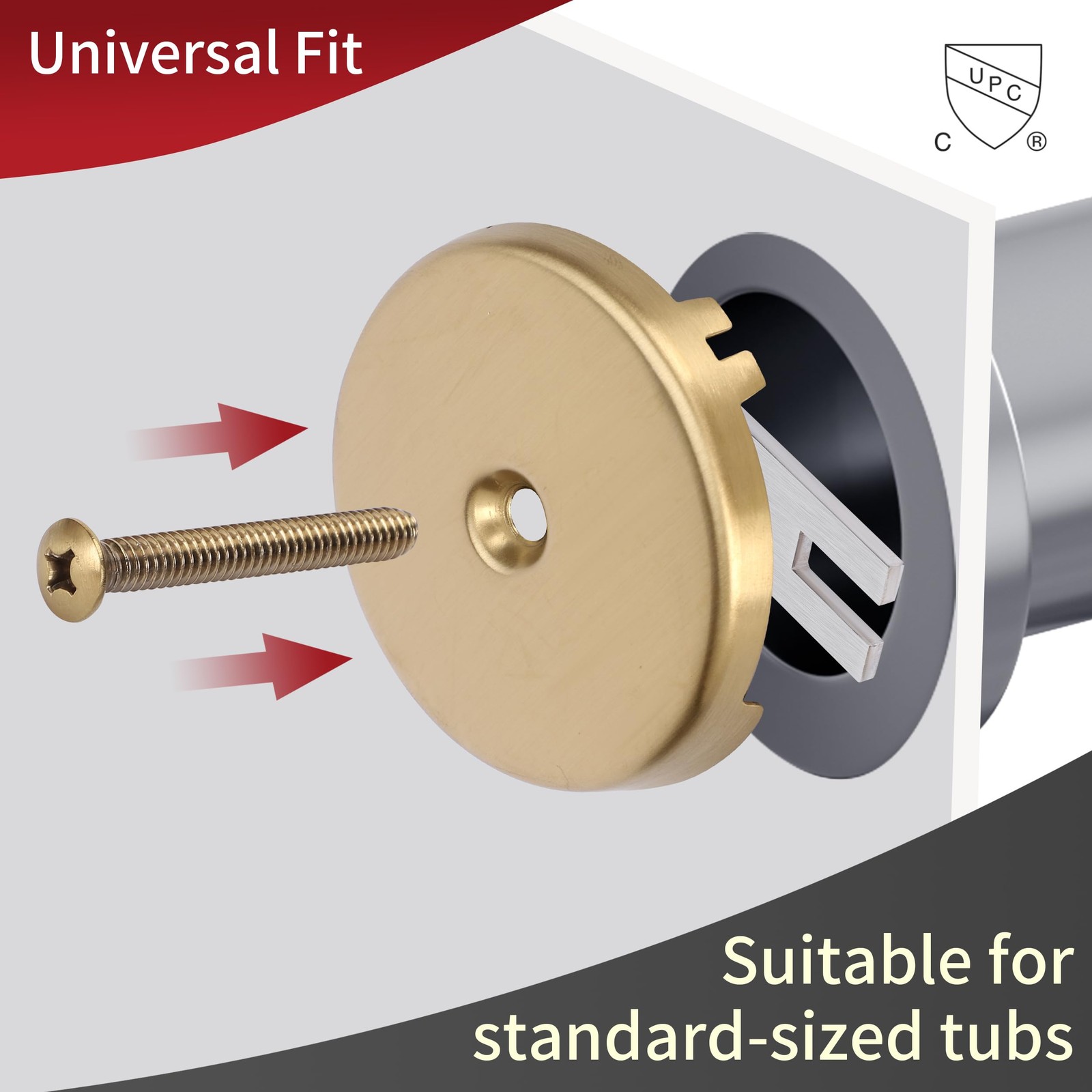 PRIMSOPH One Hole Overflow Faceplate Tub Drain Trim Kit Brushed Gold