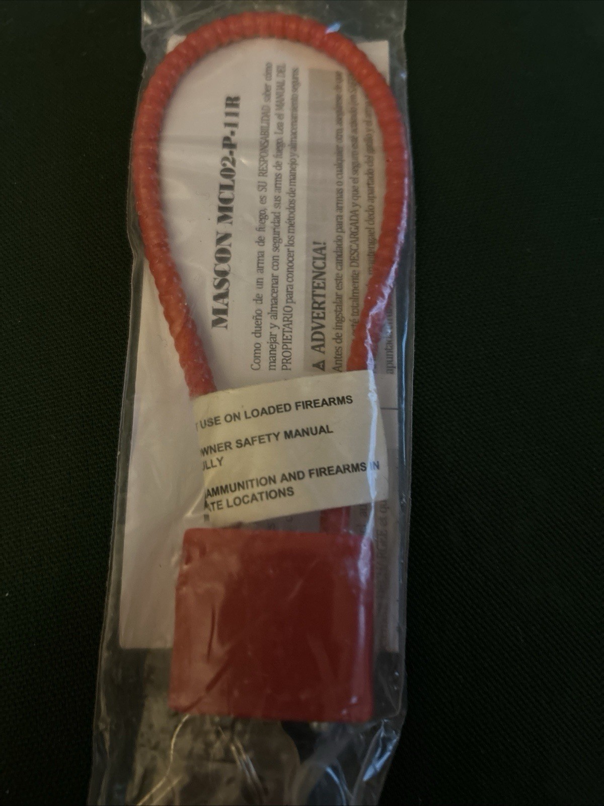 New Mascon MCL02-P-15R Firearm Gun Safety Cable Lock  (RED) 2 Keys