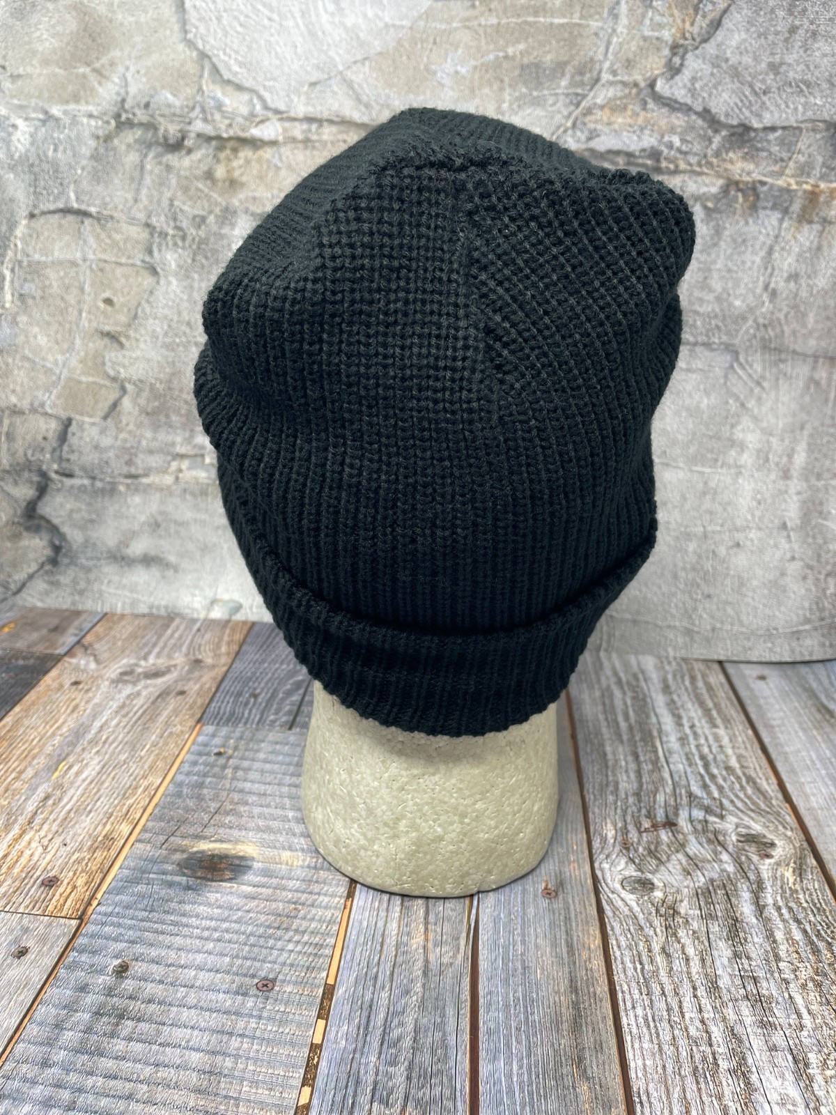 Solid Black Billed Cap Knit Beanie Visor Winter Hat Radar Military Tactical Brim