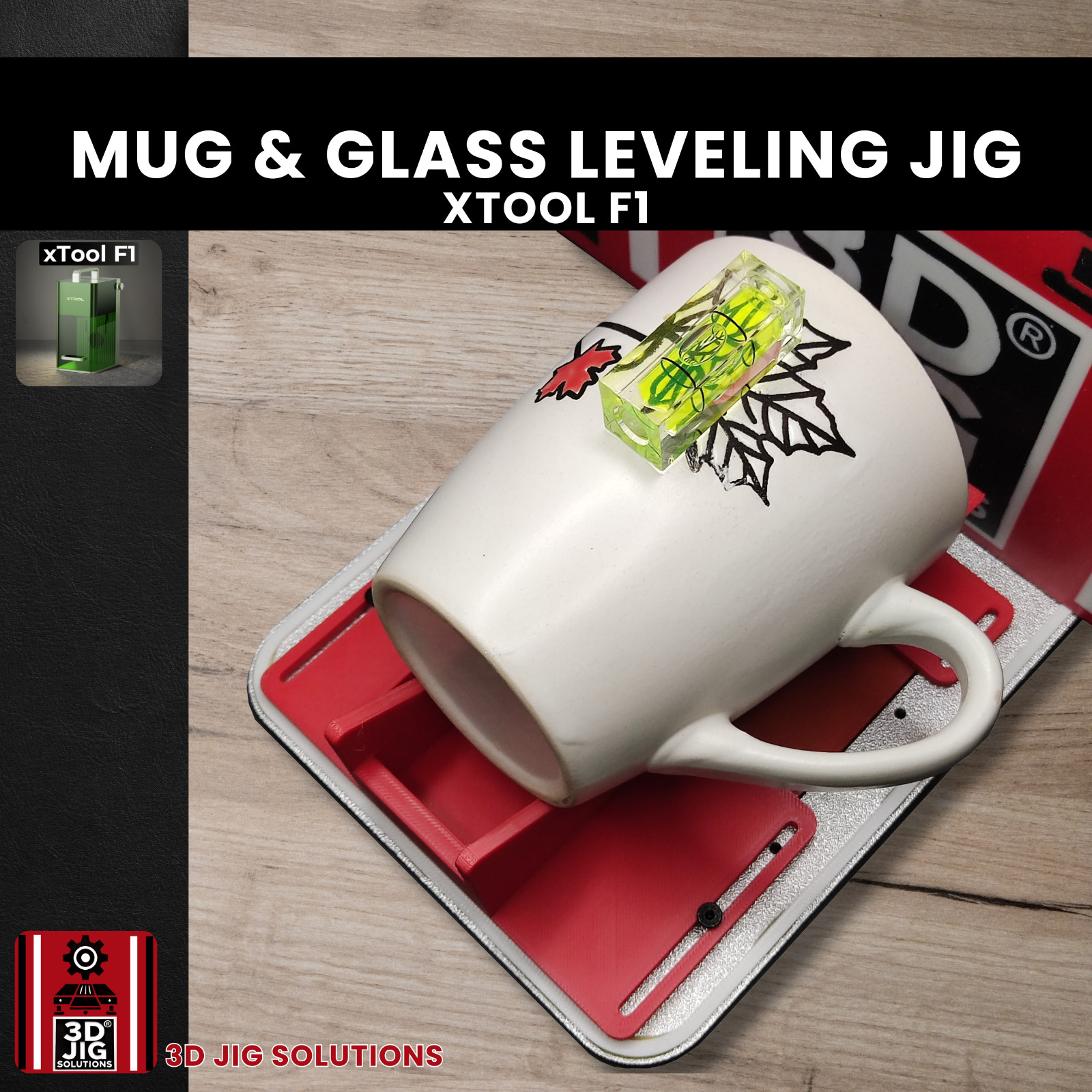xTool F1 Mug & Glass Leveling Jig | Laser Engraving Alignment Tool