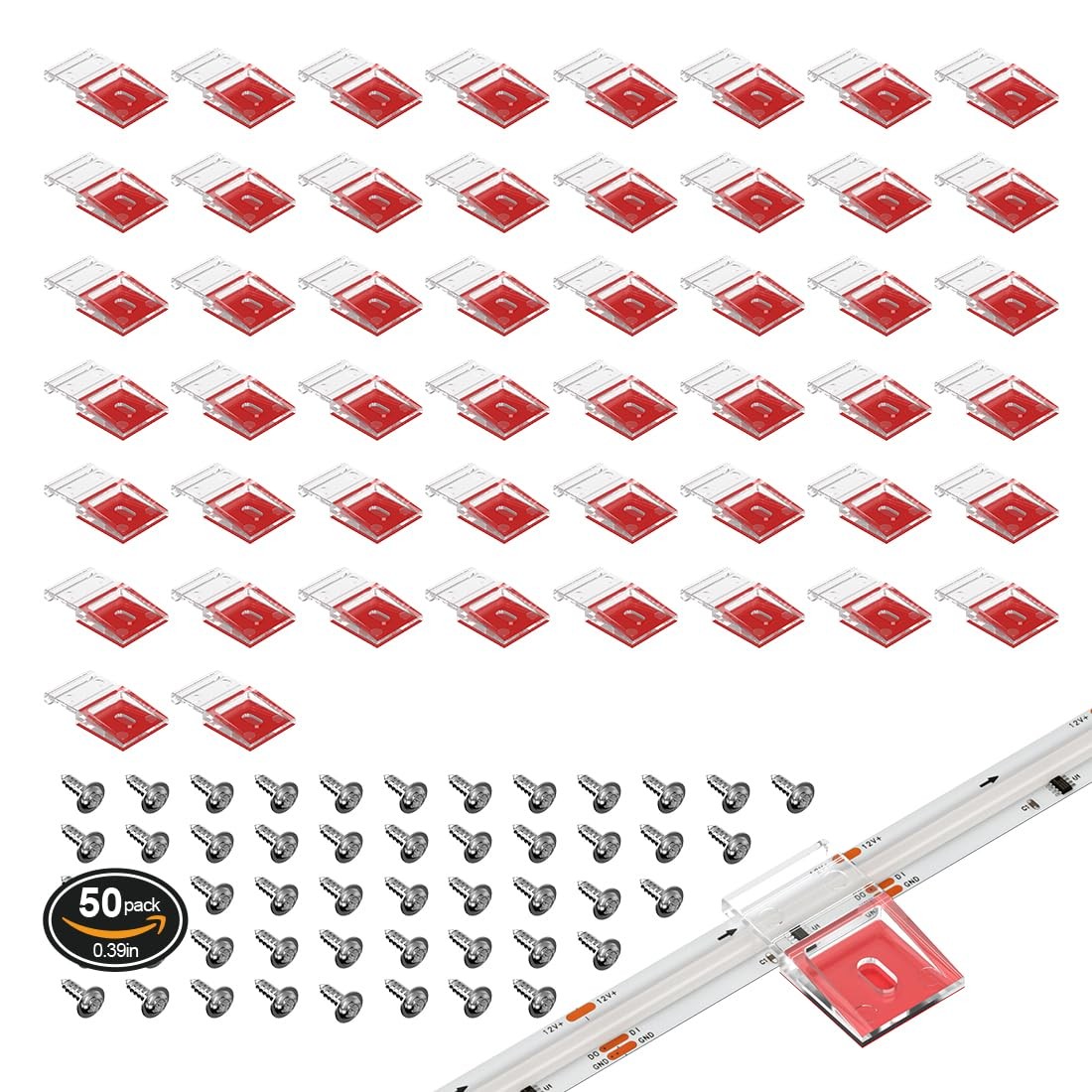 BTF-LIGTHING Transparent Strip Light 10mm/0.39in Width 50Pcs,