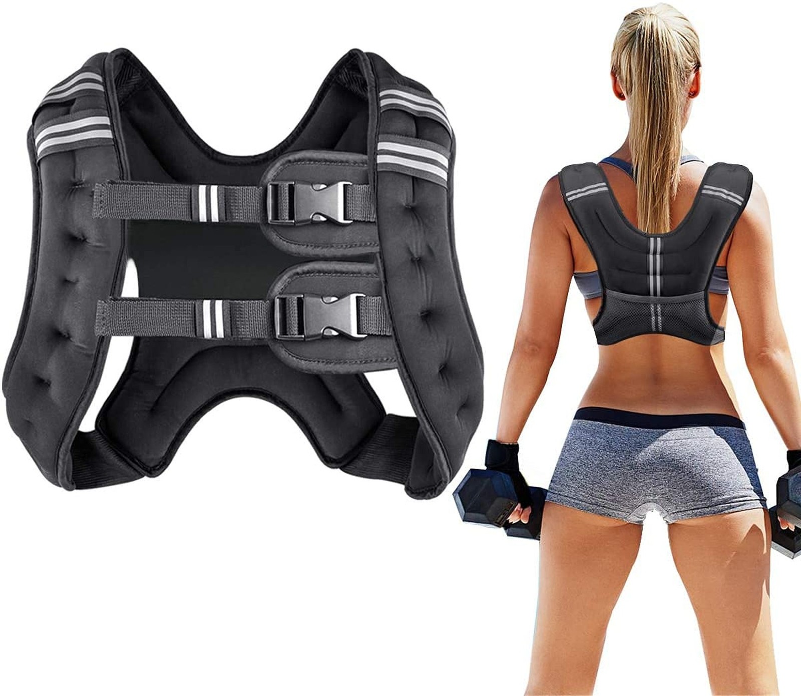 Prodigen Weighted Vest for Women and Men 8 12 16 20 25 30 Lbs with Reflective...