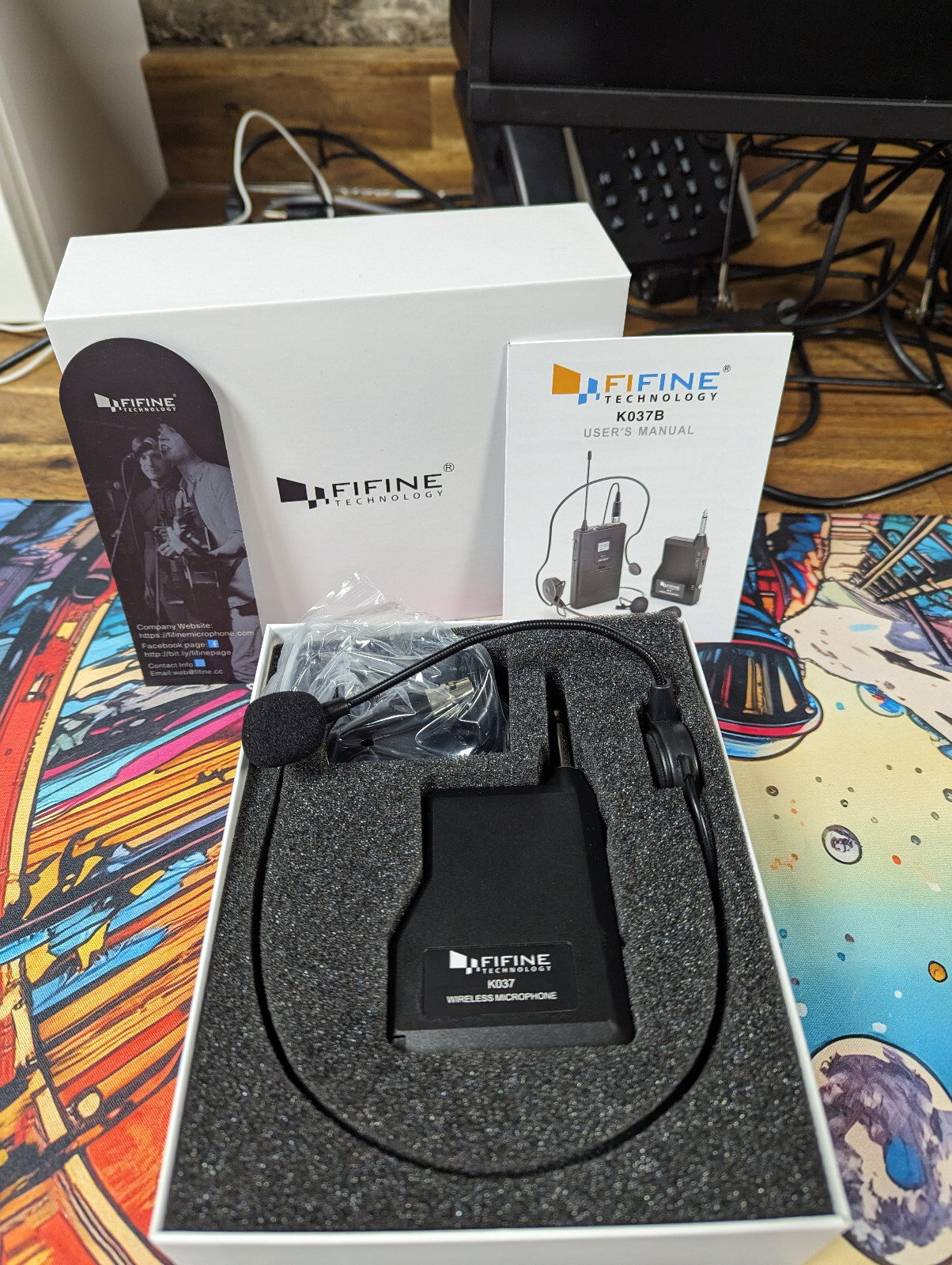 Fifine Technology UHF Wireless Lapel and Headset Microphone Kit K037B