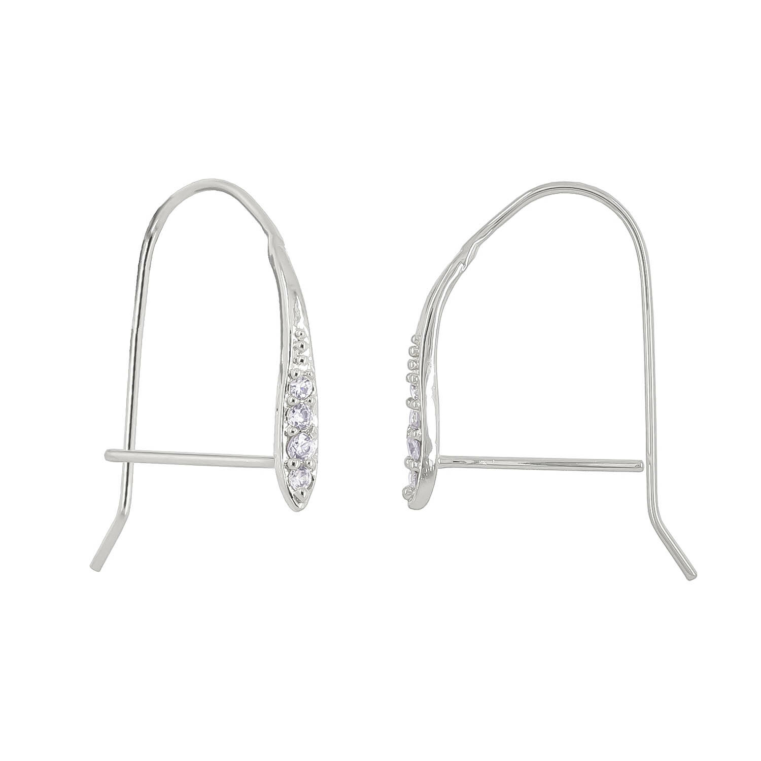 Sterling Silver CZ French Hook Ear Wire Earrings Connector with Pin #99892