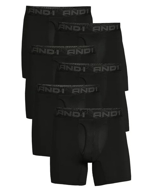 3 or 6 Men's AND 1 Performance Dri-Fit Stretch Boxer Brief Underwear 6" Inseam