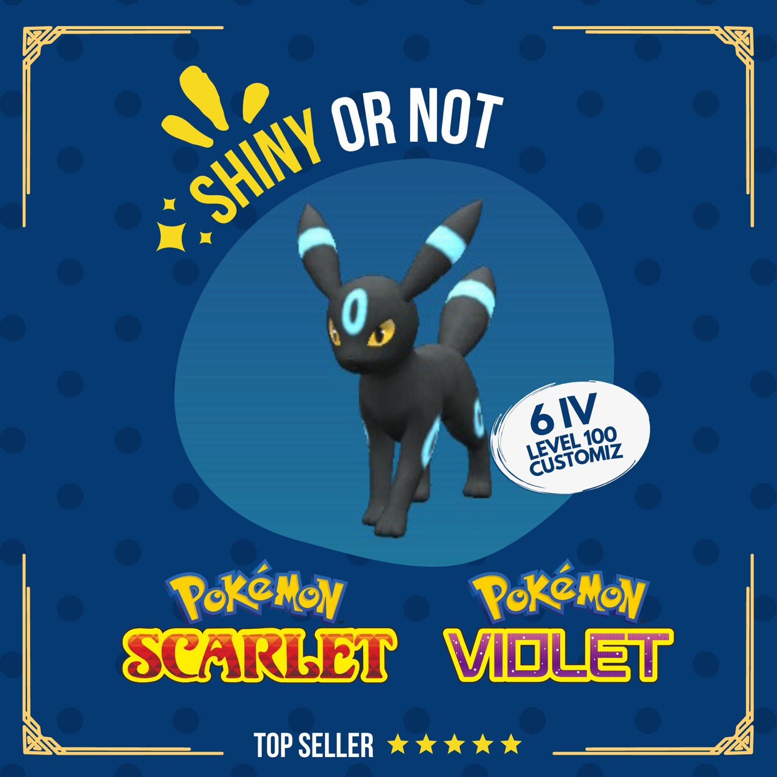 Umbreon Shiny or Non ✨ 6 IV Competitive Customizable Pokémon Scarlet Violet