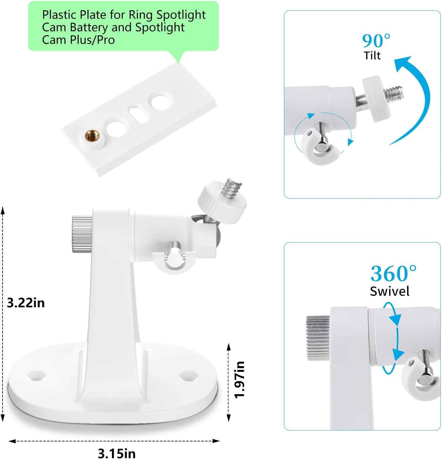 2Pack Adjustable Mounting Bracket for Spotlight Cam Plus/Pro (Battery) and Stick