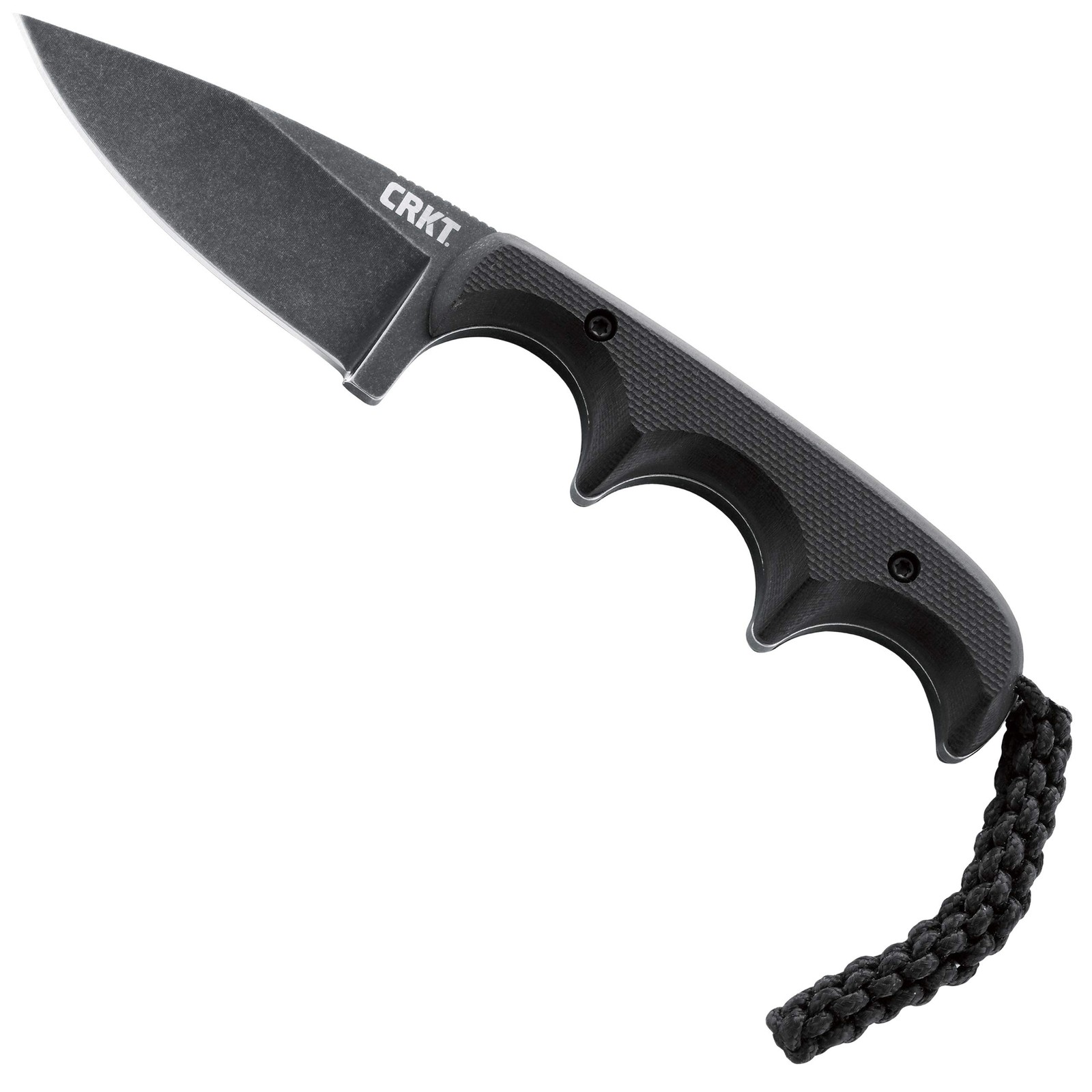 CRKT Compact Fixed Blade Knife: Minimalist Black Drop Point Neck Knife, Folts...