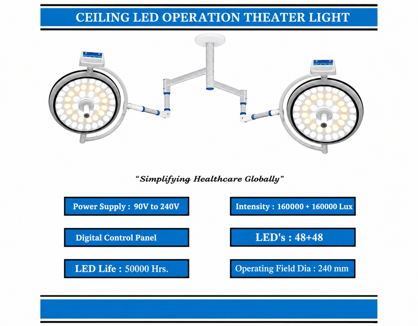 LED Common Arm LED OT Light Operation Theater Lamp Surgical Operating Light