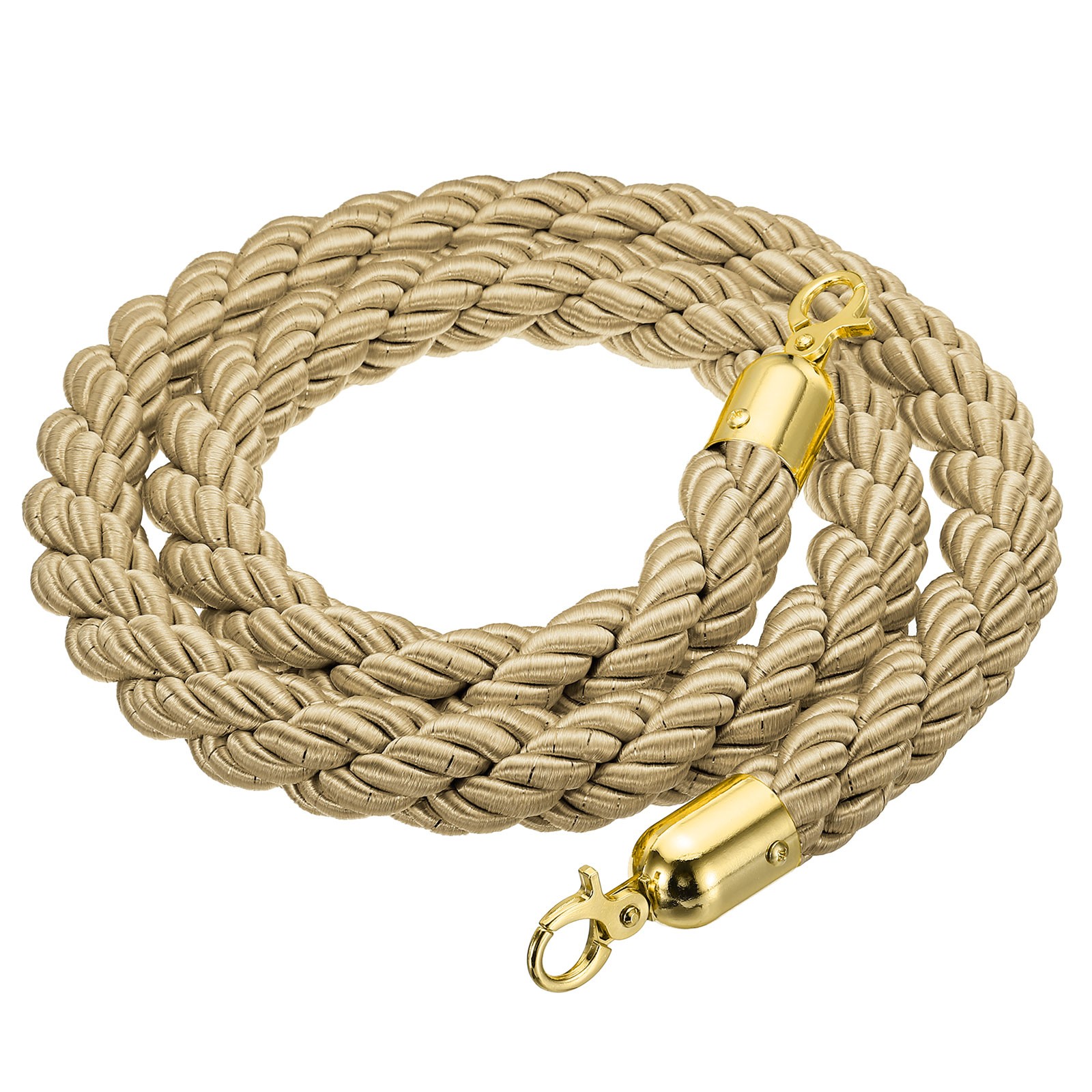 Stanchion Rope 1.5m 5Ft Barrier Rope Twisted Post Champagne Gold Gold Hook