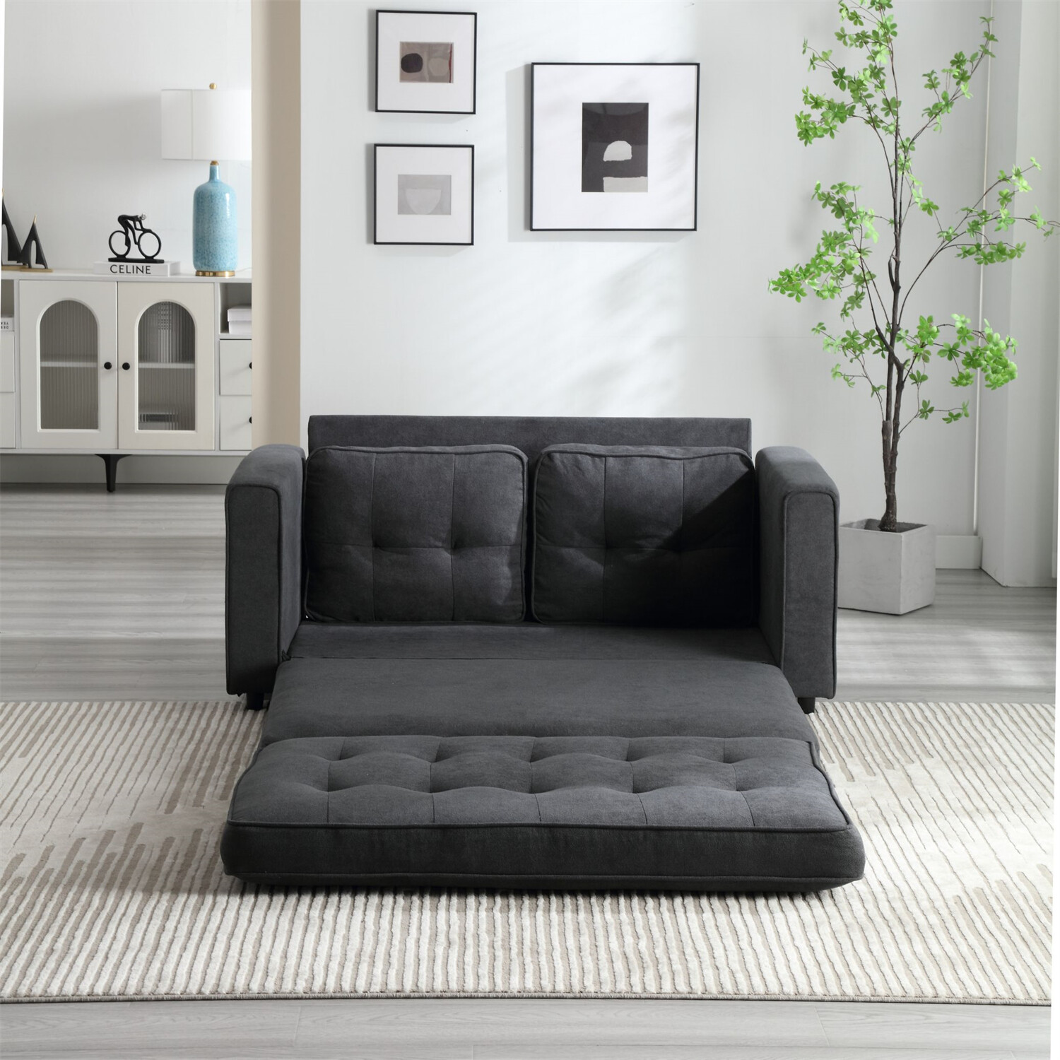 Convertible Sleeper Sofa Bed Velvet Loveseat Sofa Couch Futon Sofa Pull-Out Bed