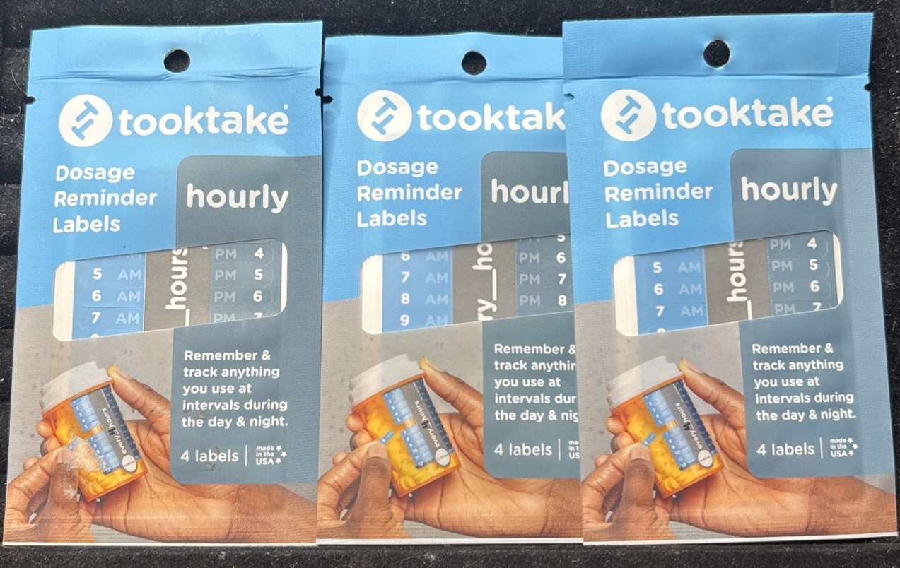 Tooktake Dosage Reminder Labels (Hourly) 4 Labels Each Pack Lot of 3 NEW