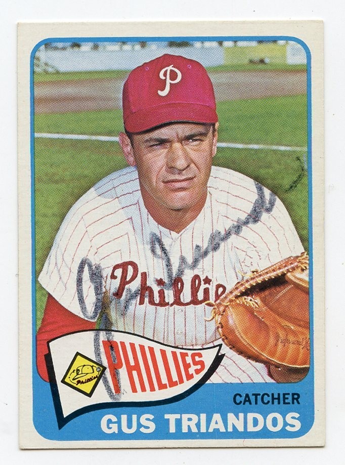 GUS TRIANDOS Signed 1965 Topps #248  NM Phillies  Guaranteed  Authentic  KOA