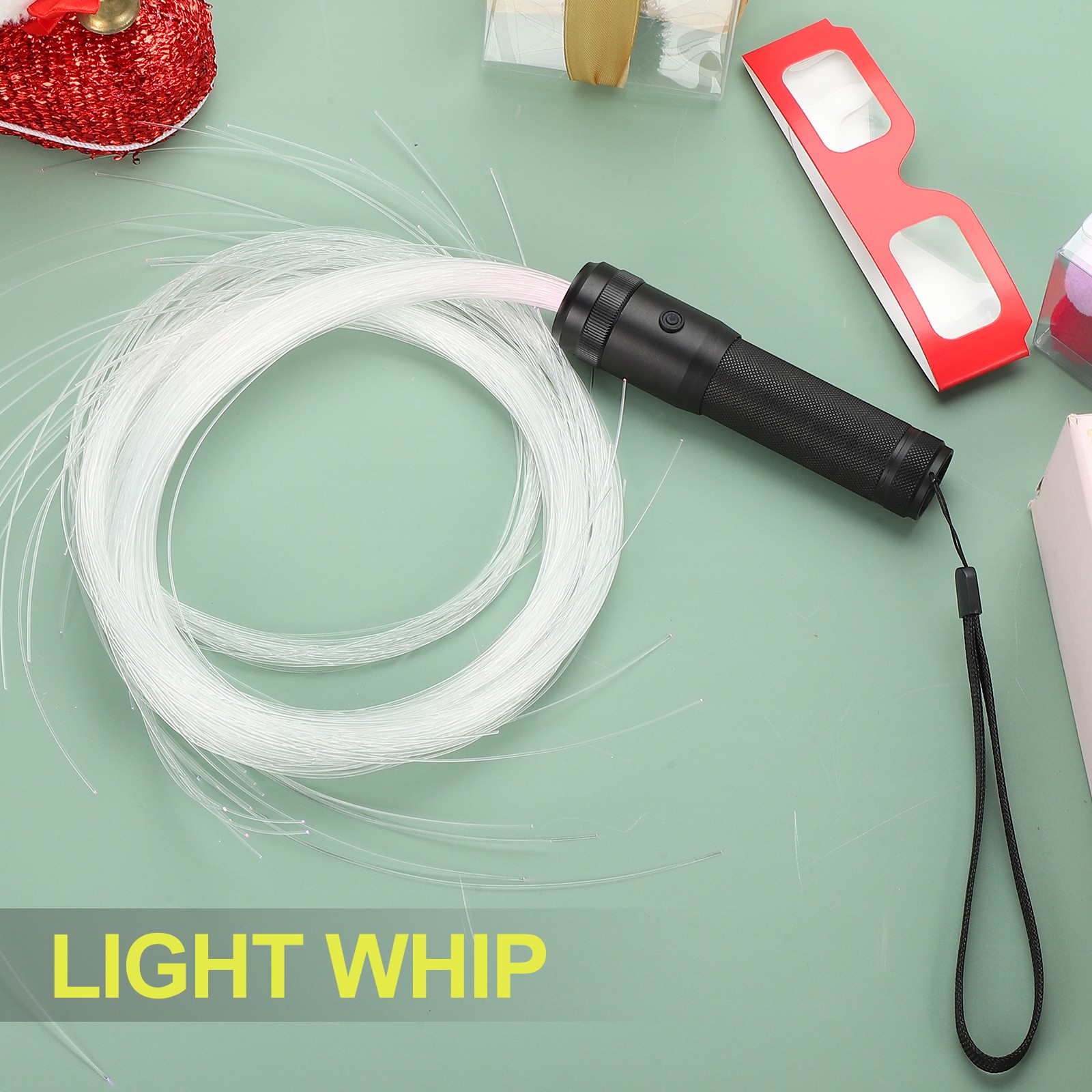 LED Fiber Optic Whip Dance, 6ft 10 Colors 36 Rainbow Lights Effect Modes