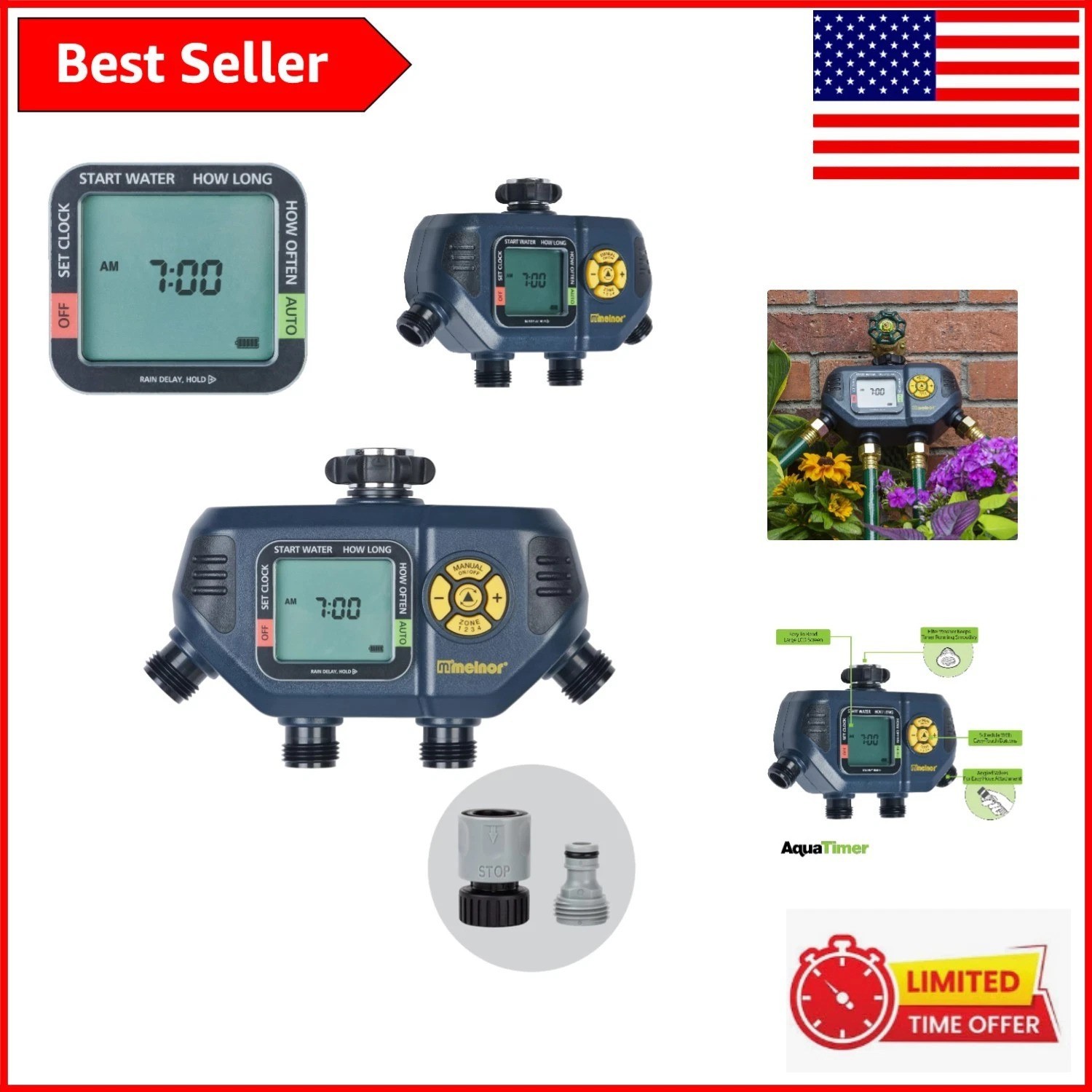 User-Friendly 4-Zone Timer in Chic Black & Yellow - 7-  Included
