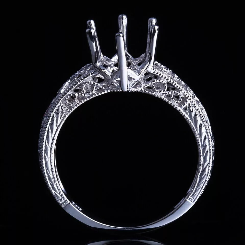 925 SILVER SEMI MOUNT OVAL 9x7MM RING UNIQUE 6 PRONGS SETTING DESIGN