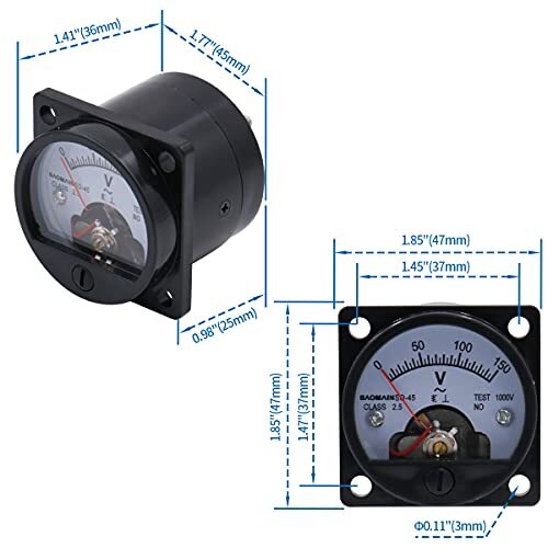 Medidor De Panel De Dial Analogico Voltimetro Calibre So-45 Ca 0-150 V Redondo