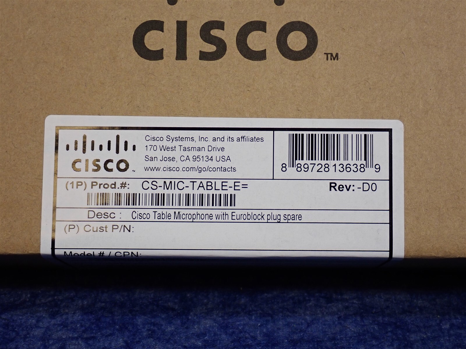 NEW Cisco CS-MIC-TABLE-E= Table Microphone with Euroblock Connector (R19)
