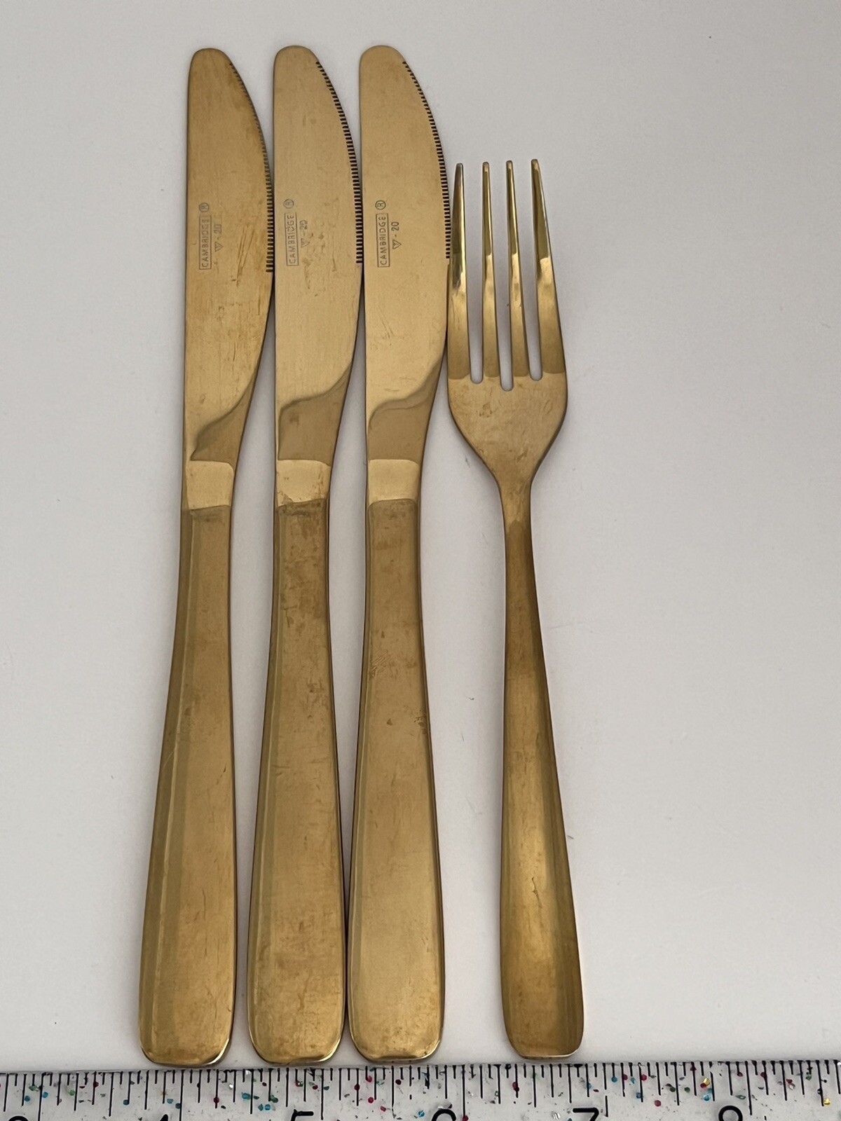 Cambridge Silversmiths Cranston Gold Mirror Flatware Lot Replacement Knives