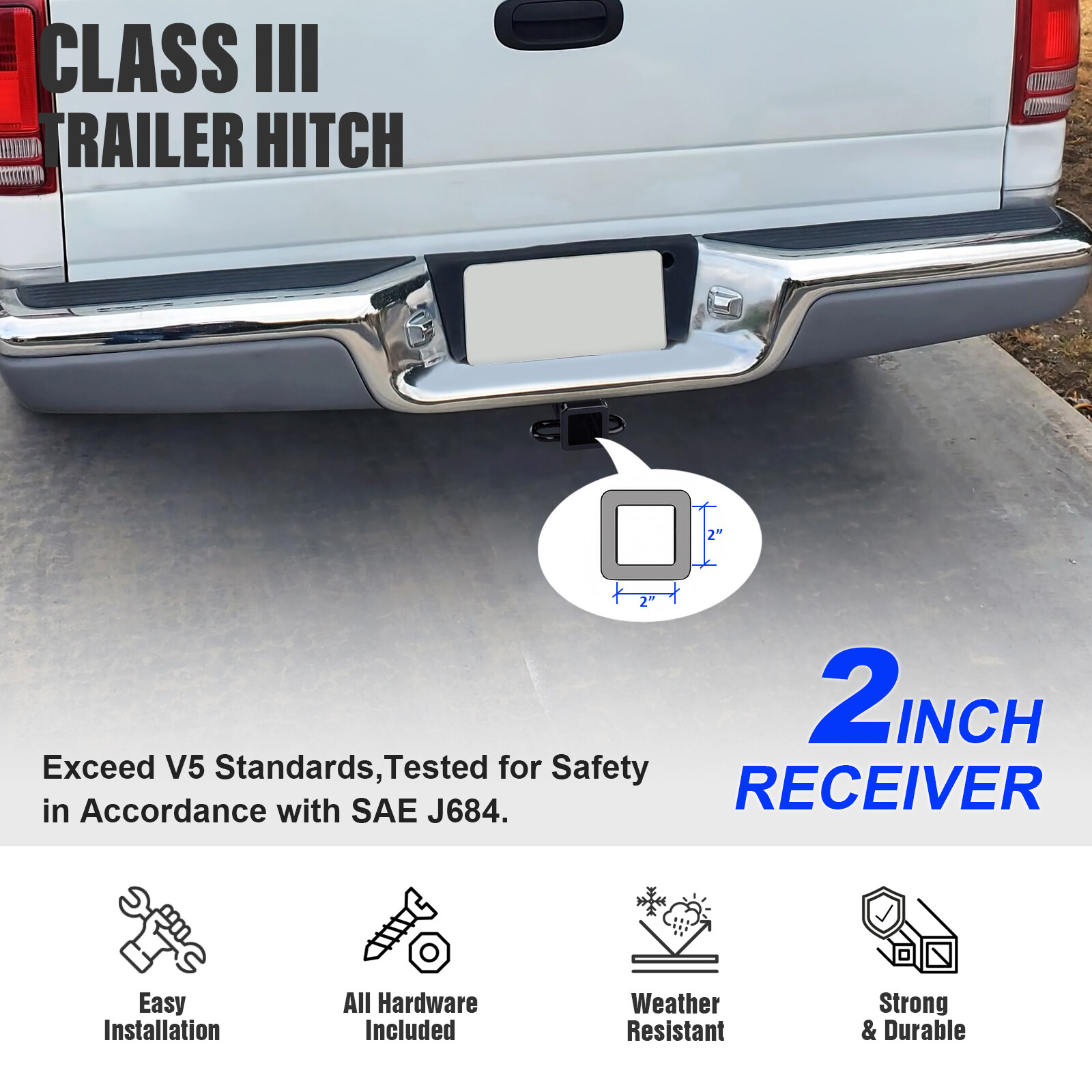 2 Inch Trailer Hitch Receiver For Dodge Dakota 1987-2004