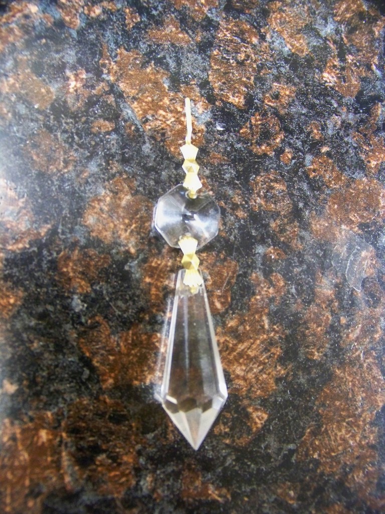 12 LAMP PARTS CRYSTAL PRISM CHANDELIER 2"JEWELRY MAKING  BRASS CONNECTORS