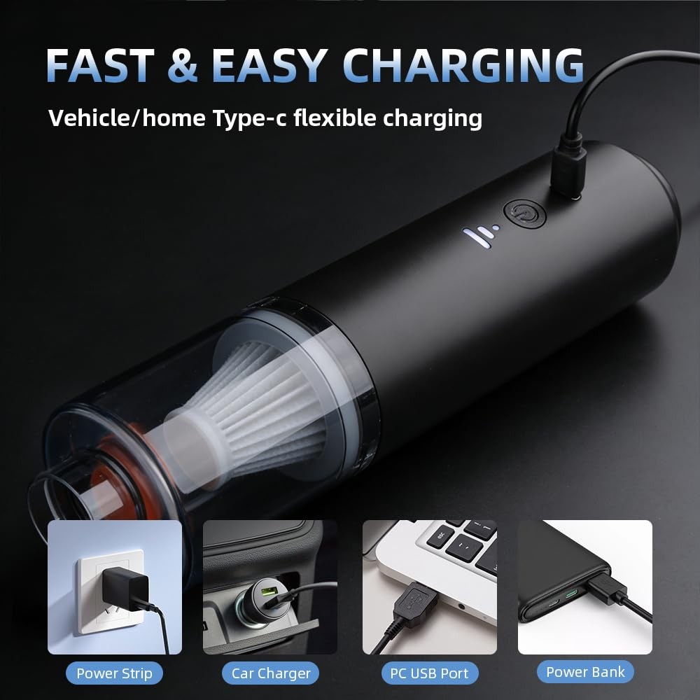 IFTHFOUR Computer Vacuum Cleaner Cordless, Strong Suction & Handheld, Black