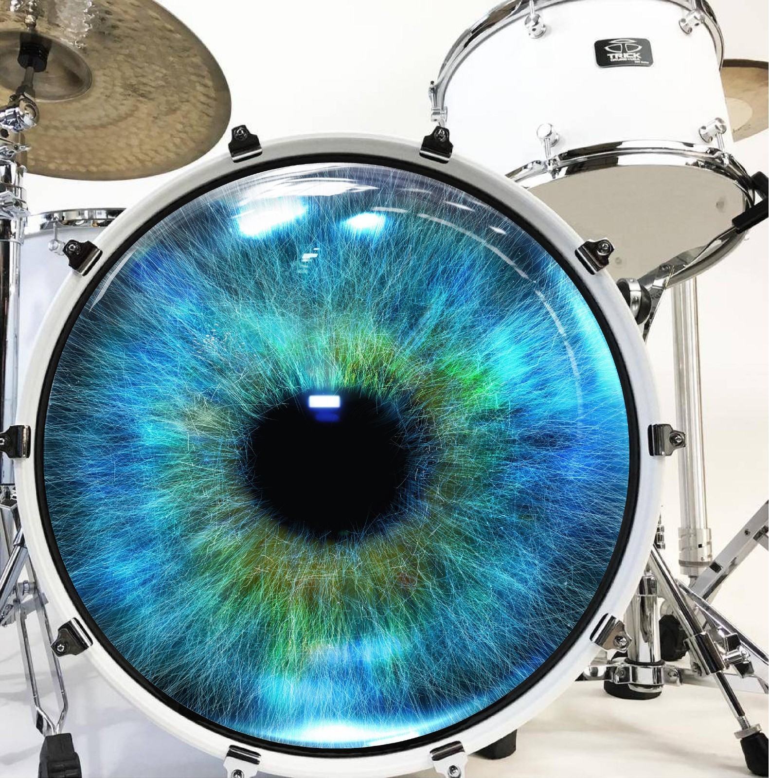Blue Iris Eye Bass Drum Design Bass Drum Head DECAL Skin Wrap Kick Sticker Vinyl