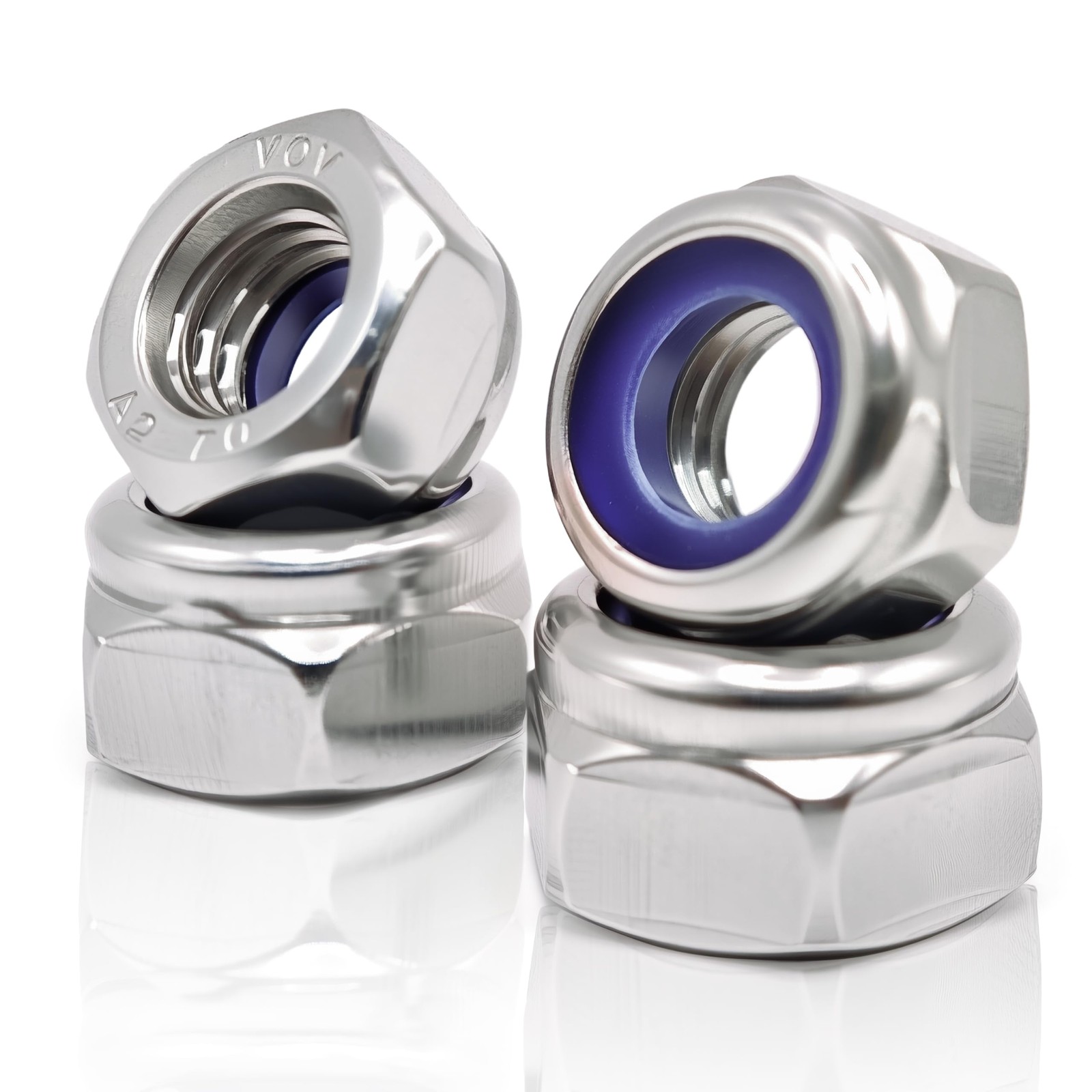 Kinhon Rock M10 x 1.5mm Metric Nylon Insert Lock x 30pcs, silver
