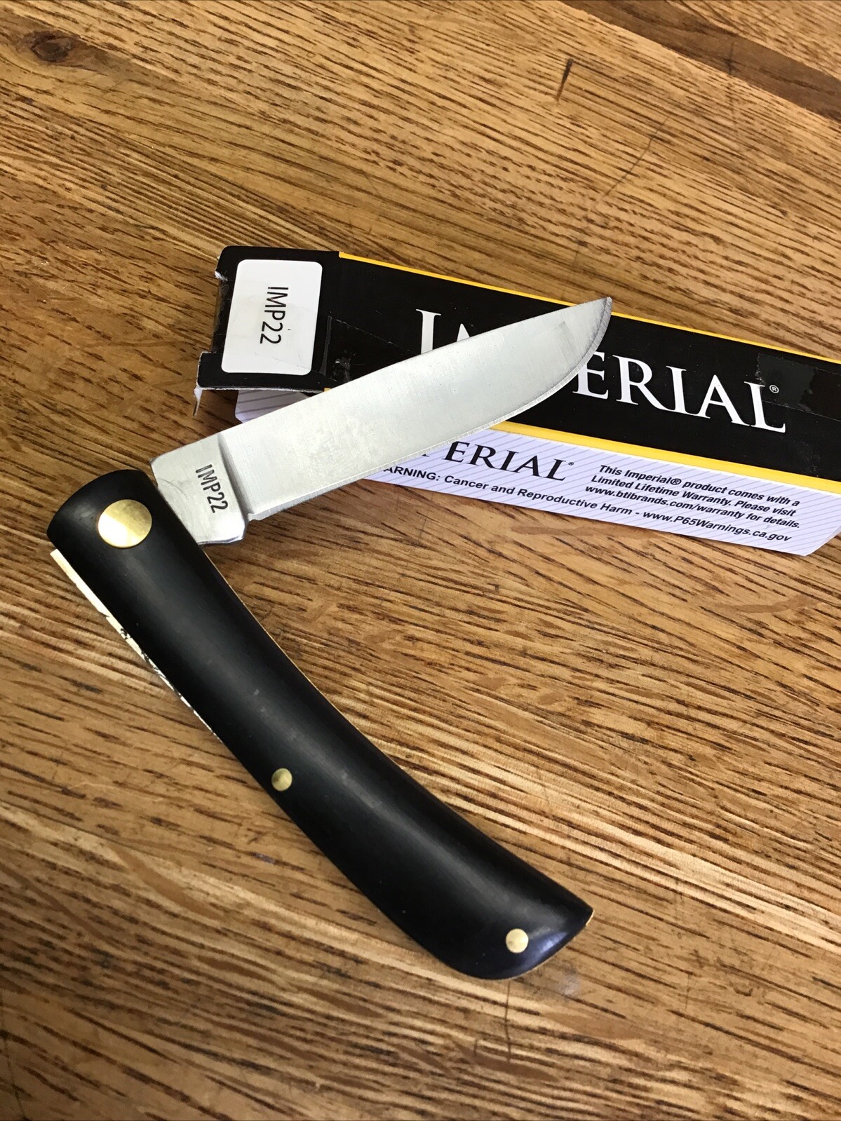 Schrade IMP22 Imperial Single Blade Pocket Knife, Black Handle