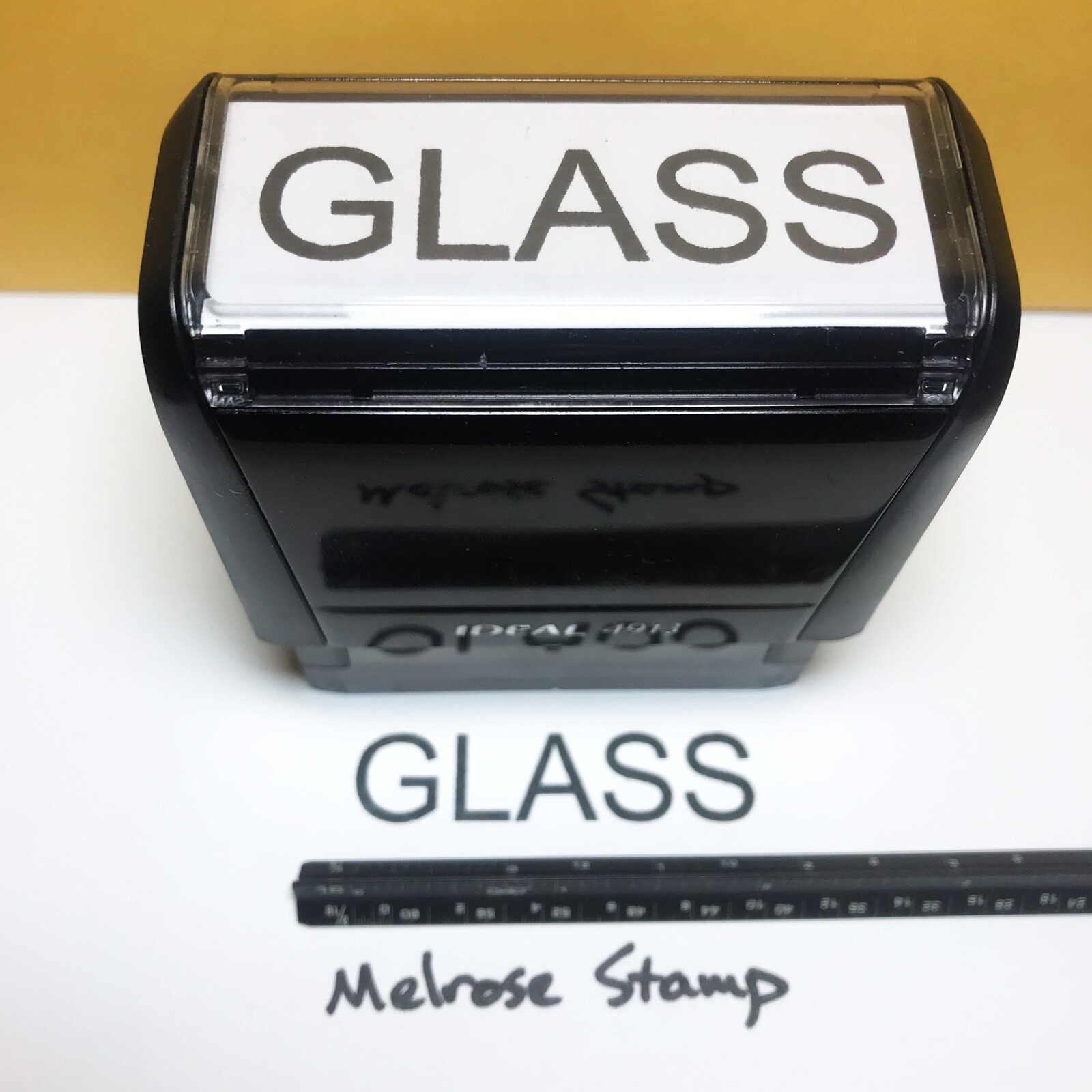 Glass Rubber Stamp Black Ink Self Inking Ideal 4913