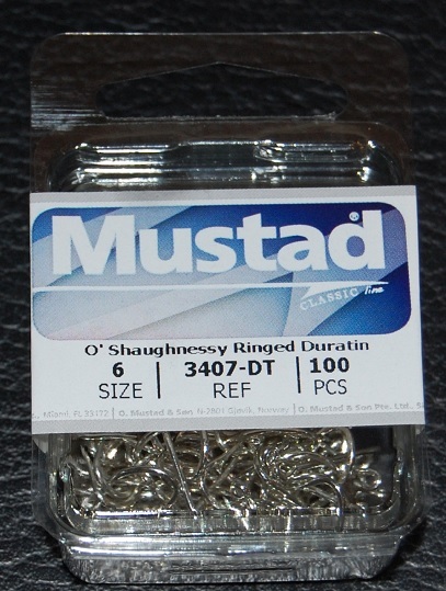 100 Mustad 3407DT Size 6 Saltwater Big Game Duratin J Hooks 3407DT-06