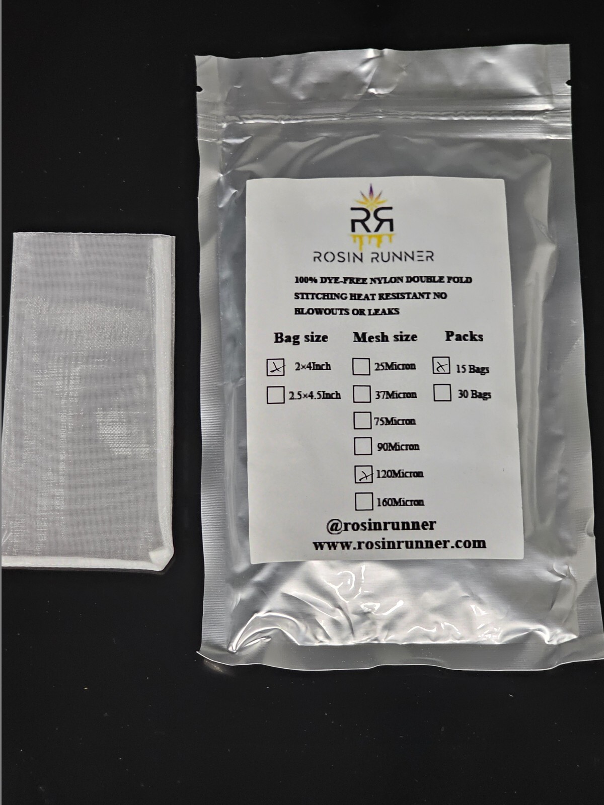 60 count nylon micron bags 120m 2'' x 4'' food grade durable double stitching