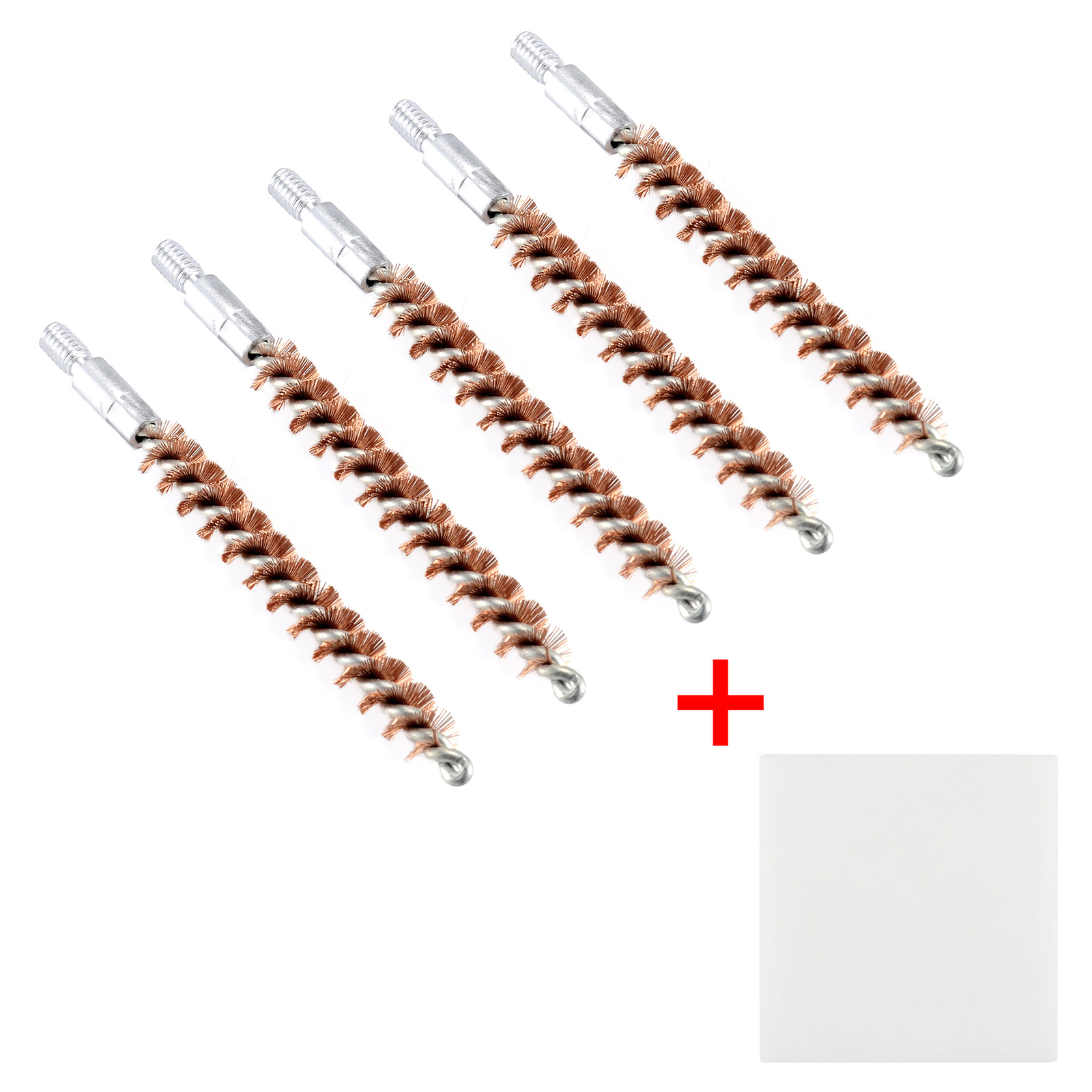 5Pcs Bronze Bristle Bore Cleaning Brush .260 Cal 8x32 Thread with 50 Patches