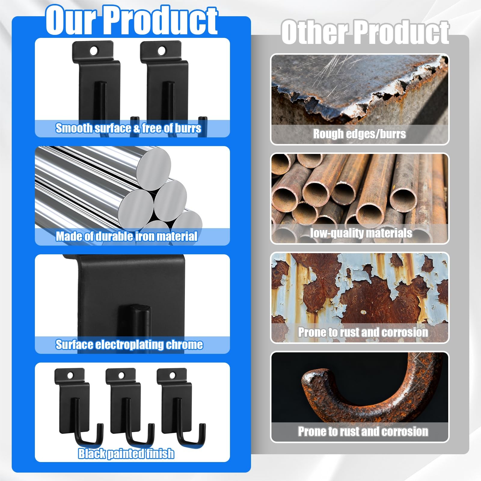 25 Pack J Shaped Slatwall Hooks, Gridwall Display Hooks, Black