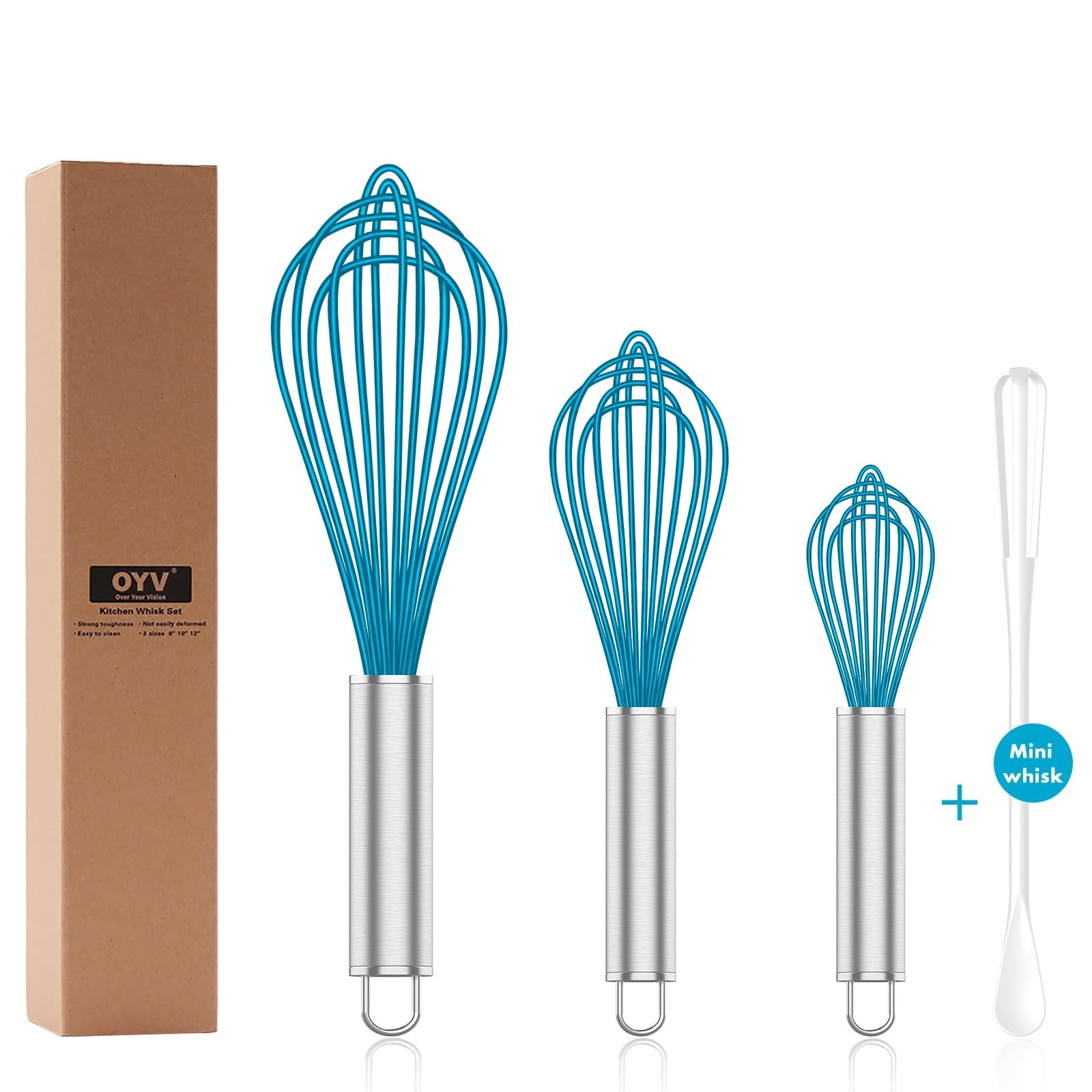 OYV Silicone Whisk,Heat Resistant 480°F Whisks For Cooking Non Scratch,Stai