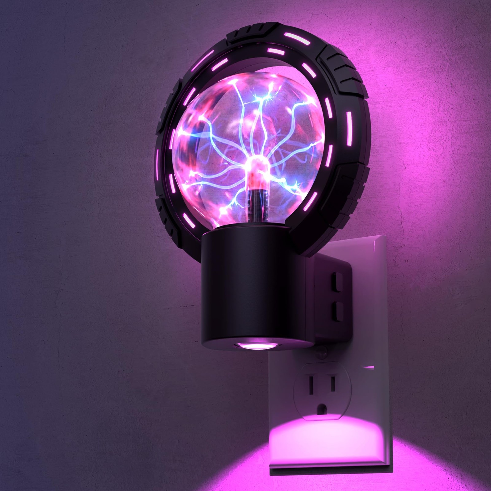 LED Plug In Night Light Plasma Globe Color Changing Tesla Coil STEM Lamp Kids...