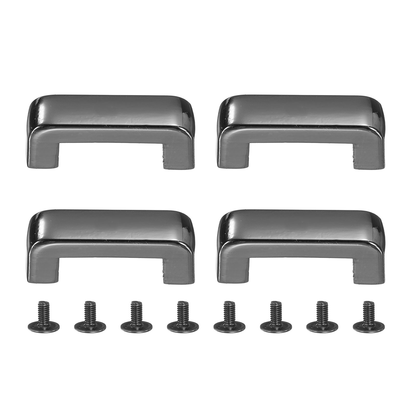 4Pcs Alloy Right Angle Arch Bridge D-Ring Buckles with Screws (Black, 0.9"x0.2")