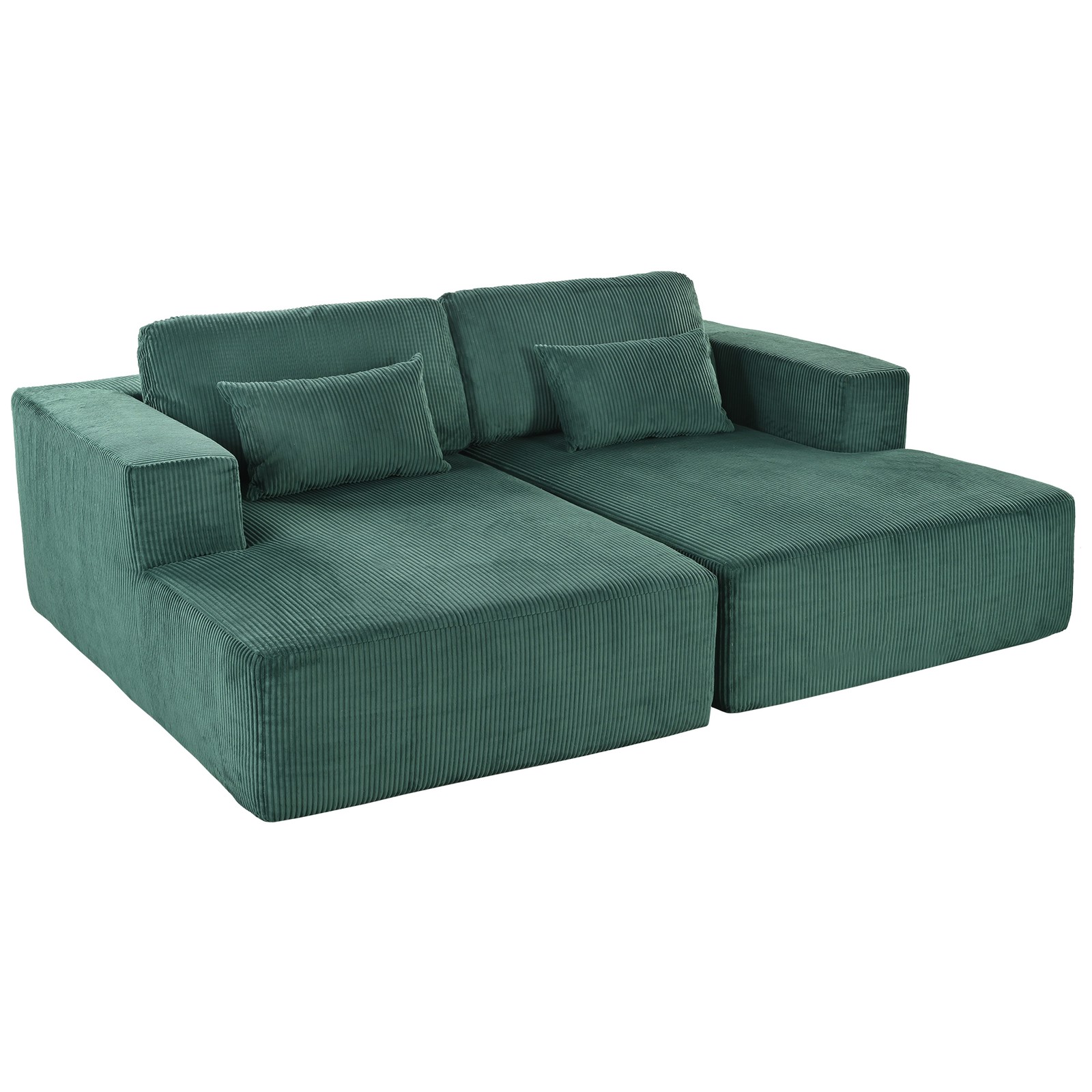 U_Style Corduroy Double Sofa Bed with 2 Pillows, Perfect for Living Rooms, Apar