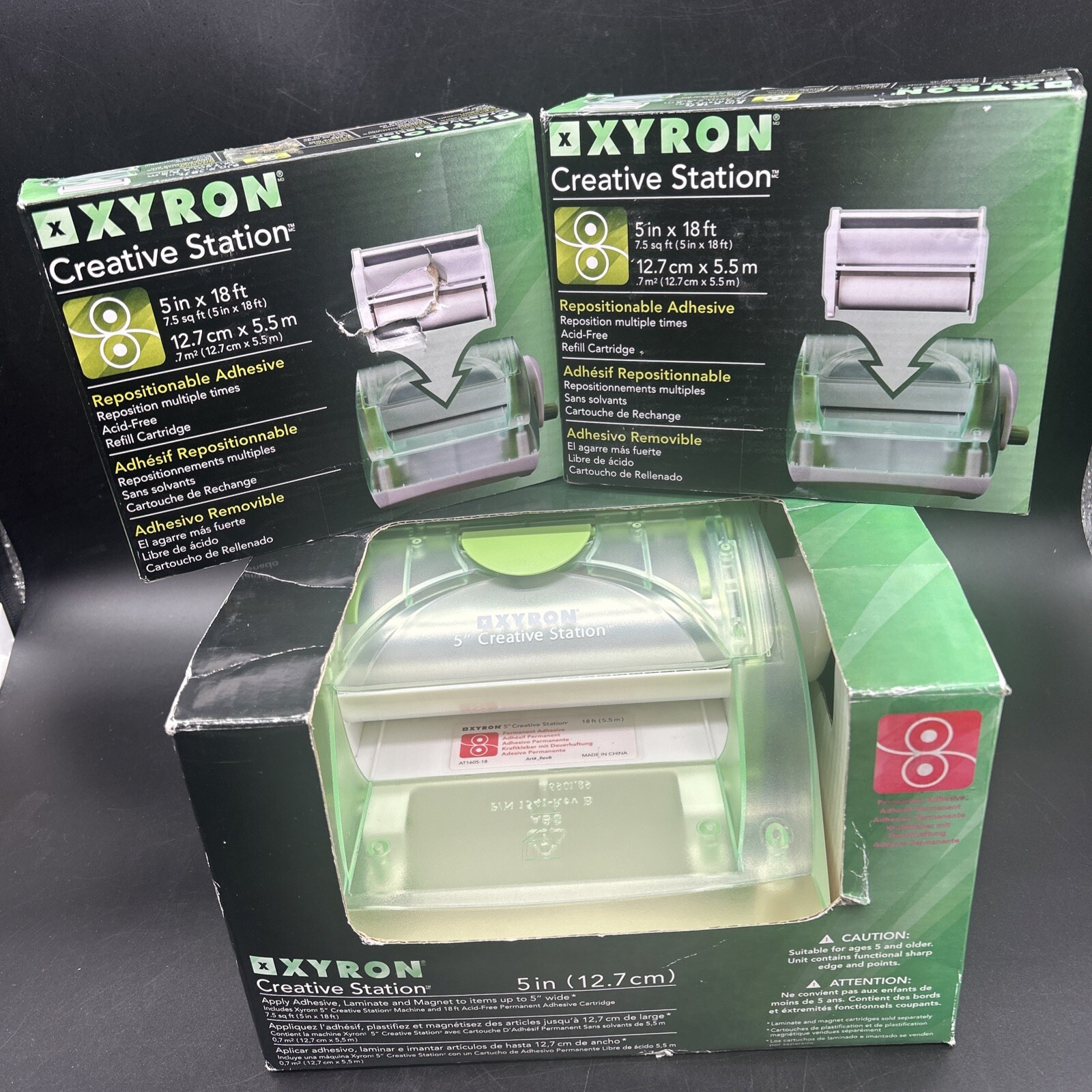 Xyron Creative Station 5” Sticker Machine Laminator Magnet 2 Adhesive Cartridges